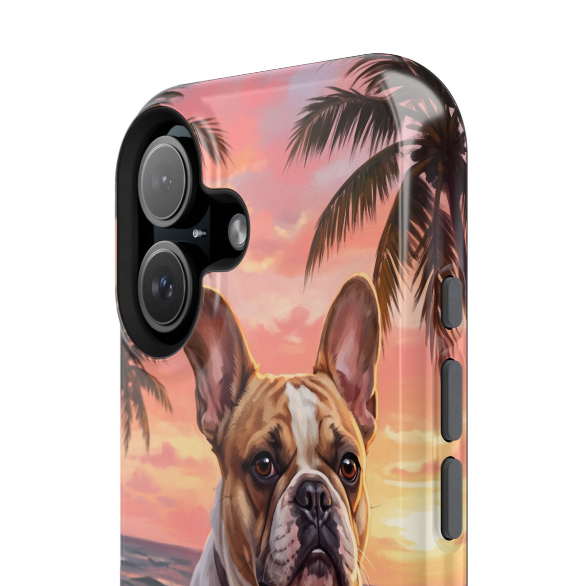 Personalized French Bulldog Beach Portrait Phone Case — Wireless Charging Cover