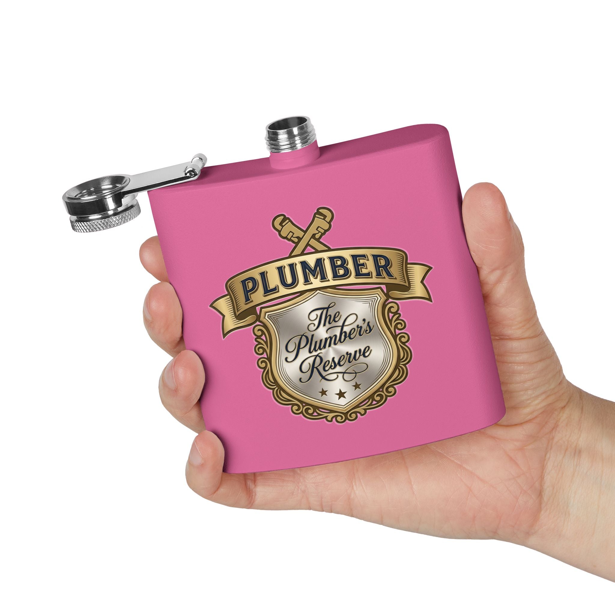 Flask — "The Plumber's Reserve" 6oz Stainless Steel Hip Flask