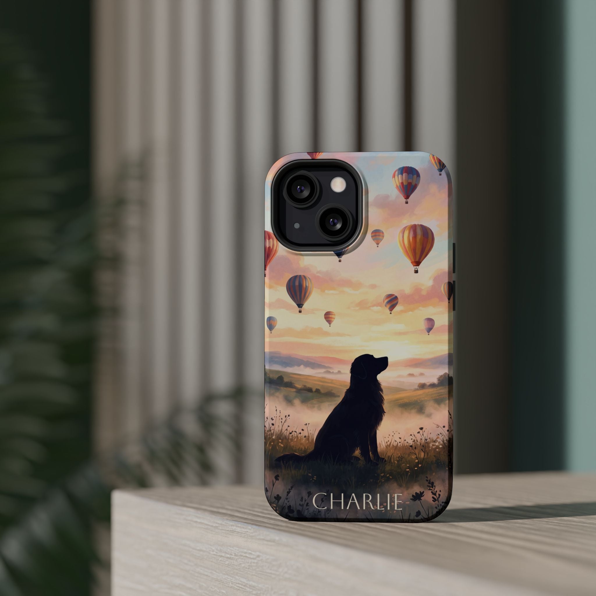 Personalized Golden Retriever Hot Air Balloon Phone Case — Wireless Charging Cover