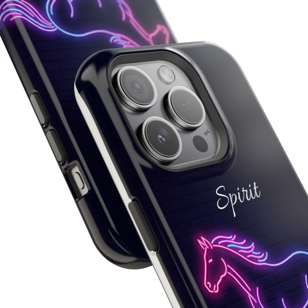 Personalized Neon Glow Horse Phone Case — Tough Magnetic Case with Wireless Charging