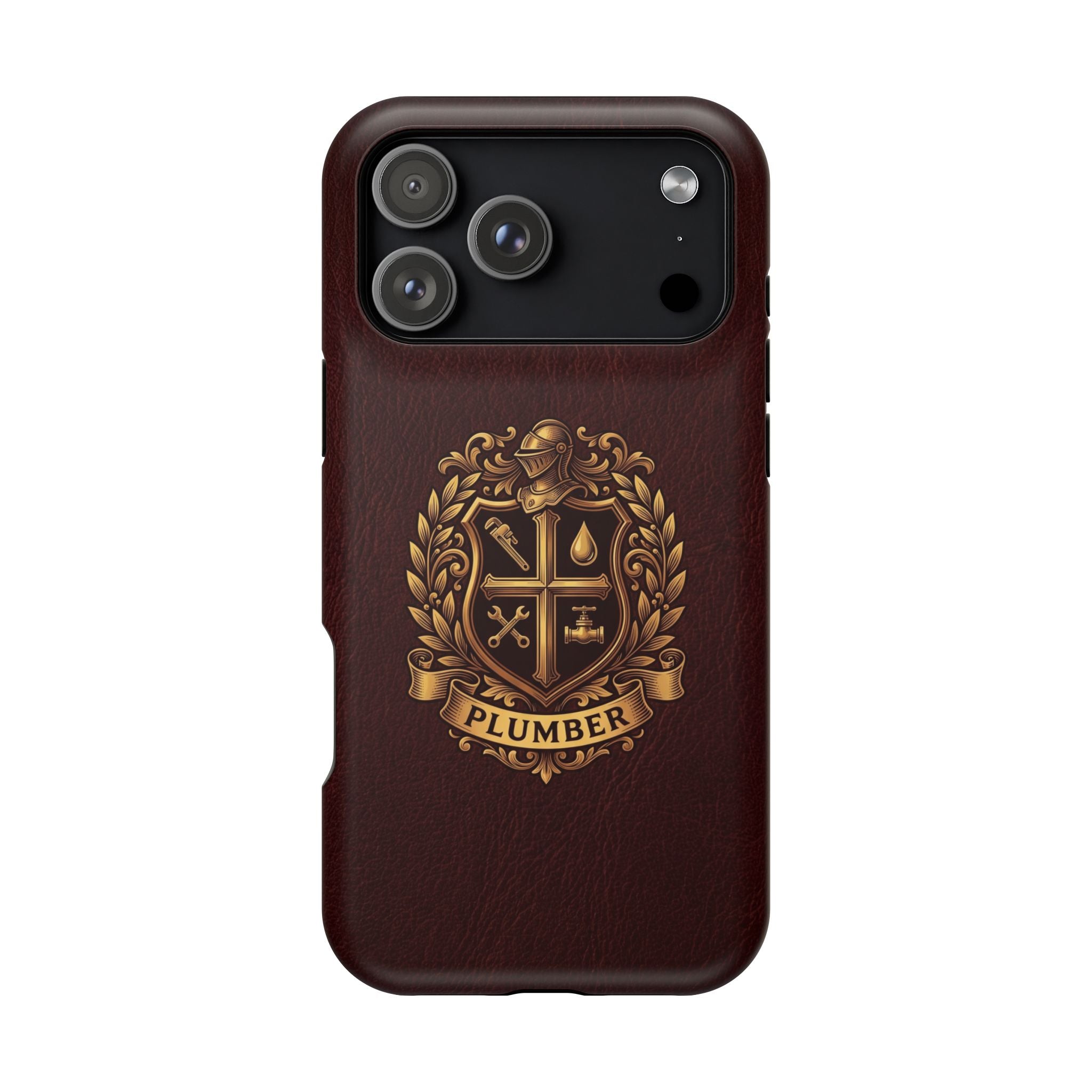 Plumber Crest Phone Case — Heraldic Shield Design Wireless Charging Cover