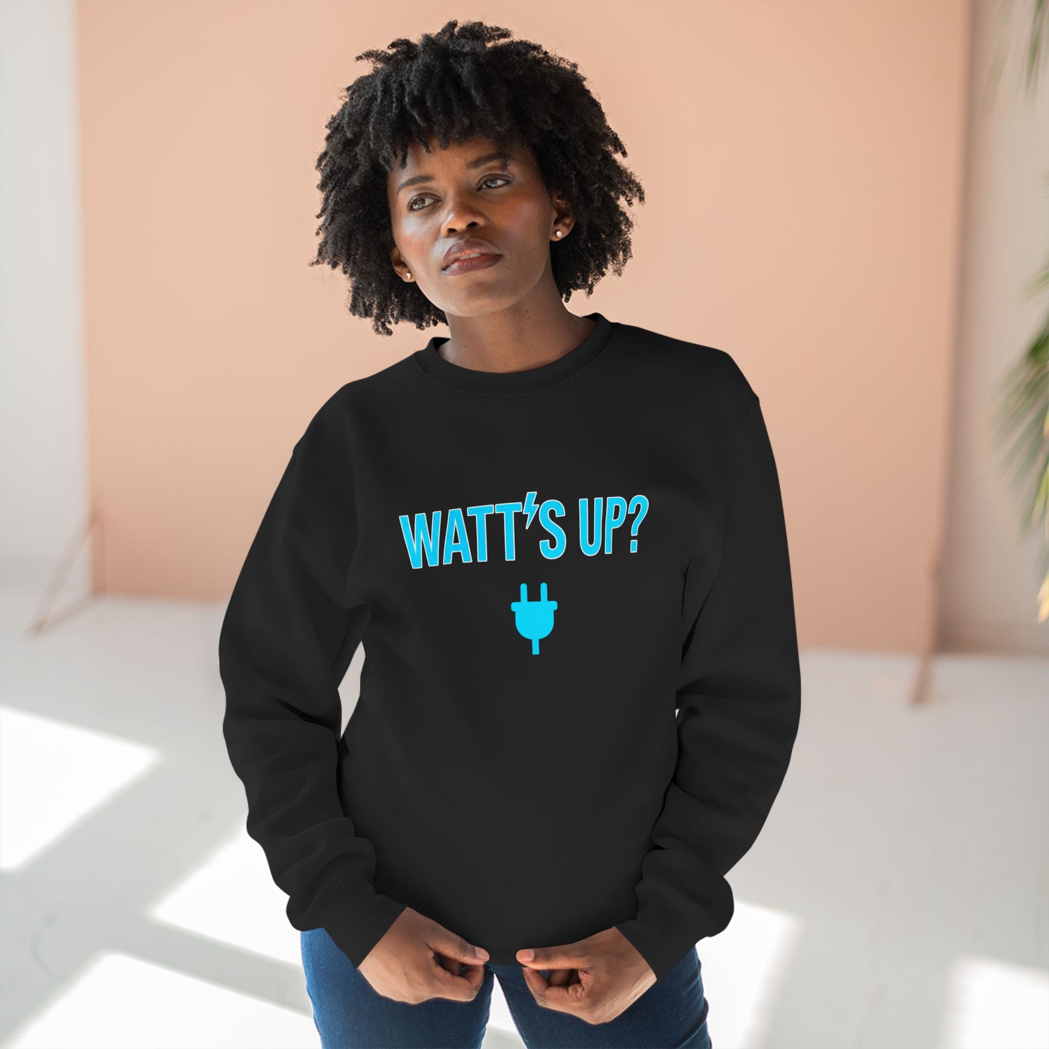 Watt's Up Electrician Sweatshirt | Funny Electrician Gift Crewneck