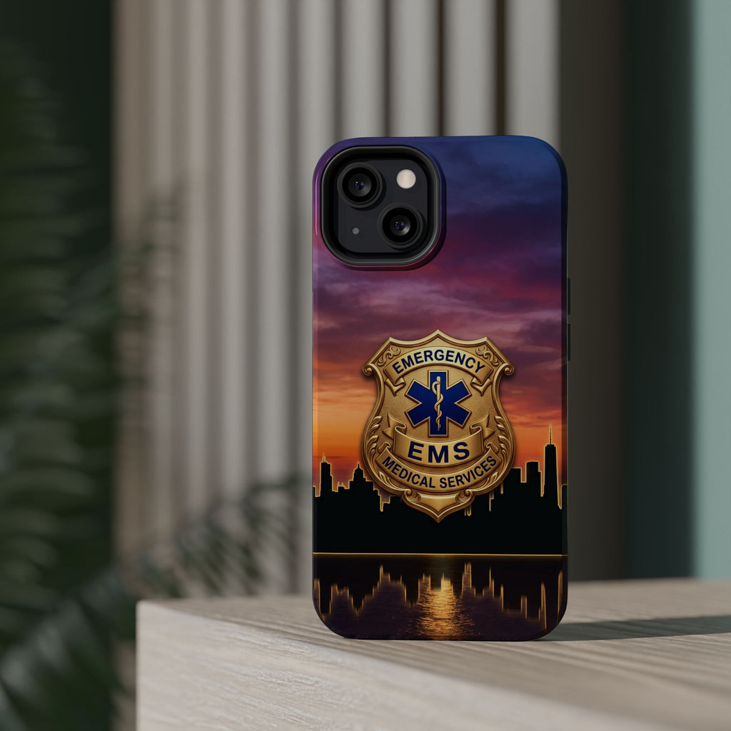 EMS Badge Sunset Skyline Phone Case — Magnetic Wireless Charging Cover