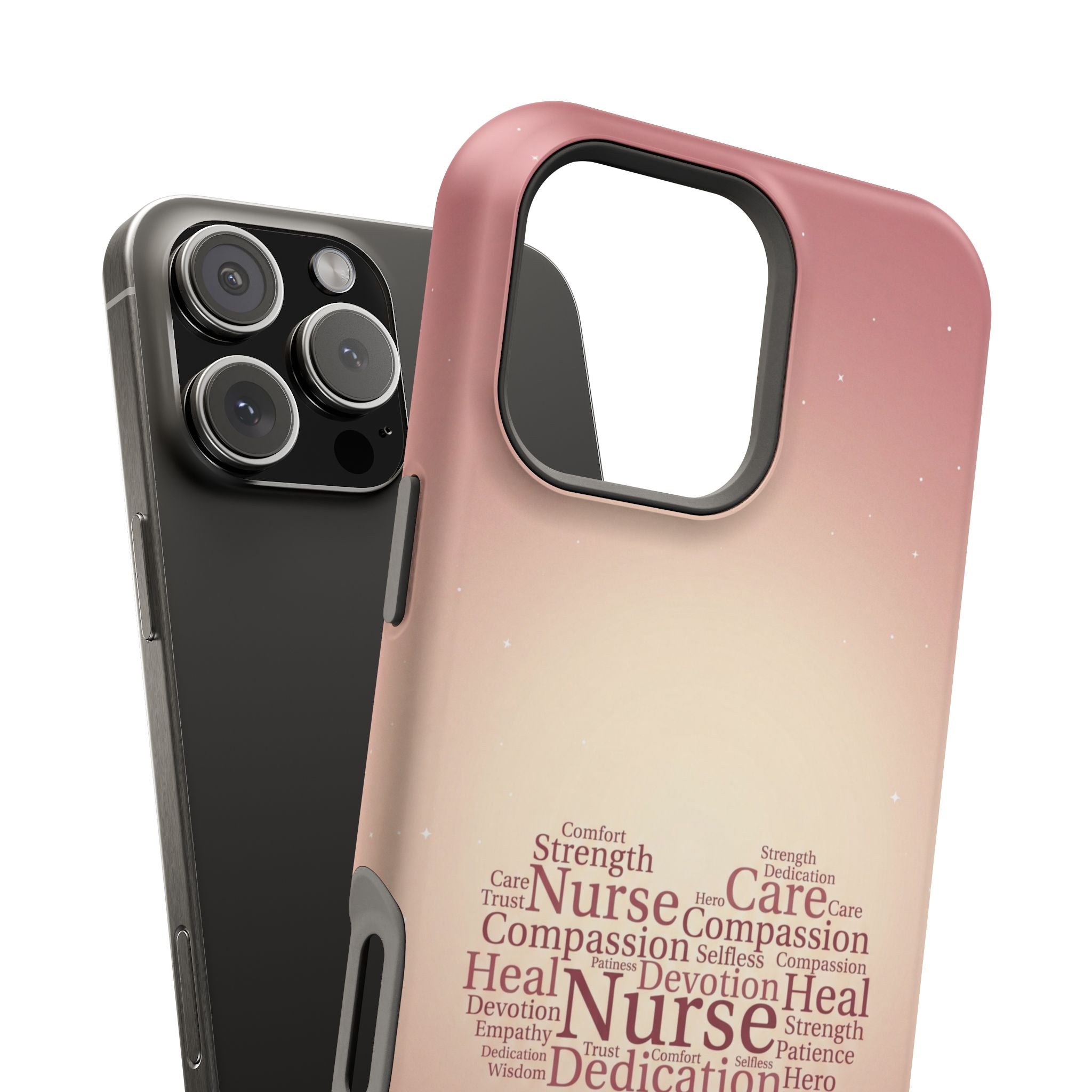 Nurse Heart Word Art Phone Case — Impact-Resistant Wireless Charging Cover
