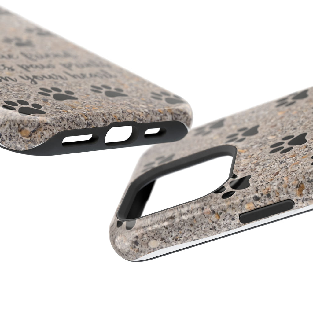 "A True Friend Leaves Paw Prints On Your Heart" Phone Case | Sentimental Stone-Texture Dog Paw Print Case | iPhone & Samsung