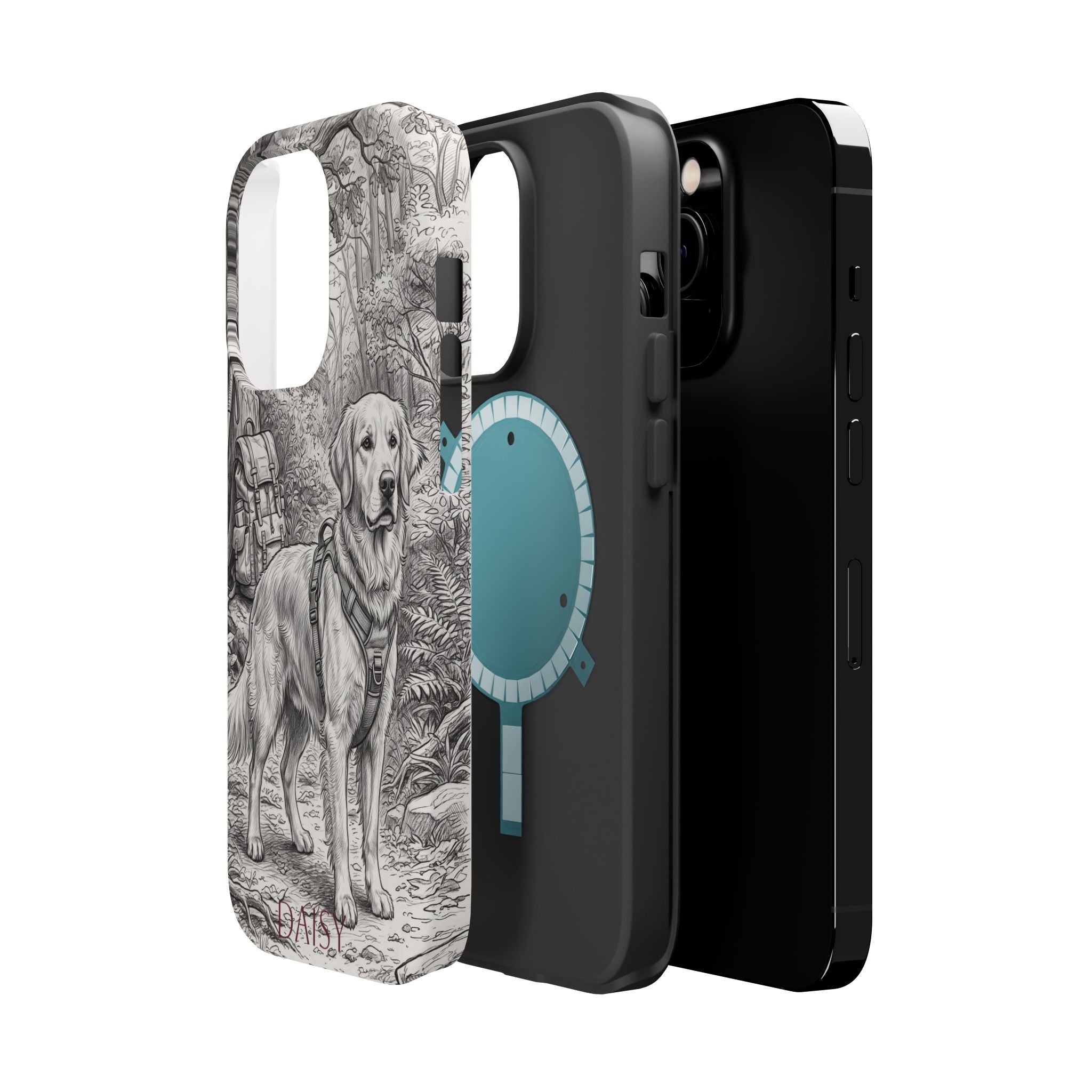 Personalized Golden Retriever Woodland Trail Phone Case — Wireless Charging Cover