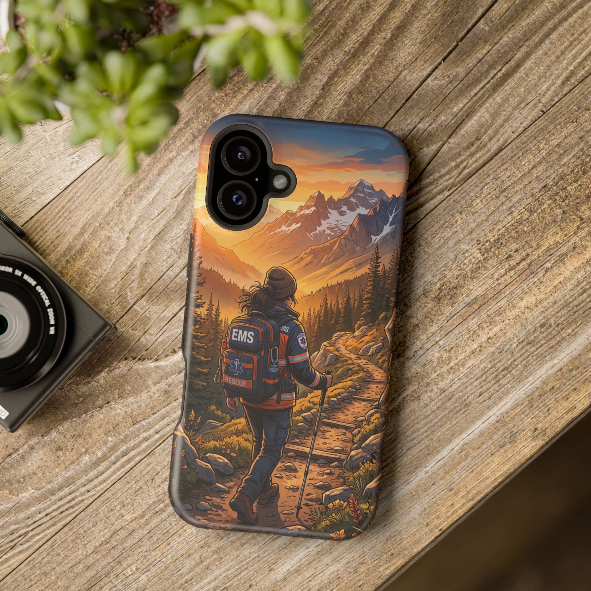 Paramedic/EMT Mountain Phone Case — Magnetic Wireless Charging Cover