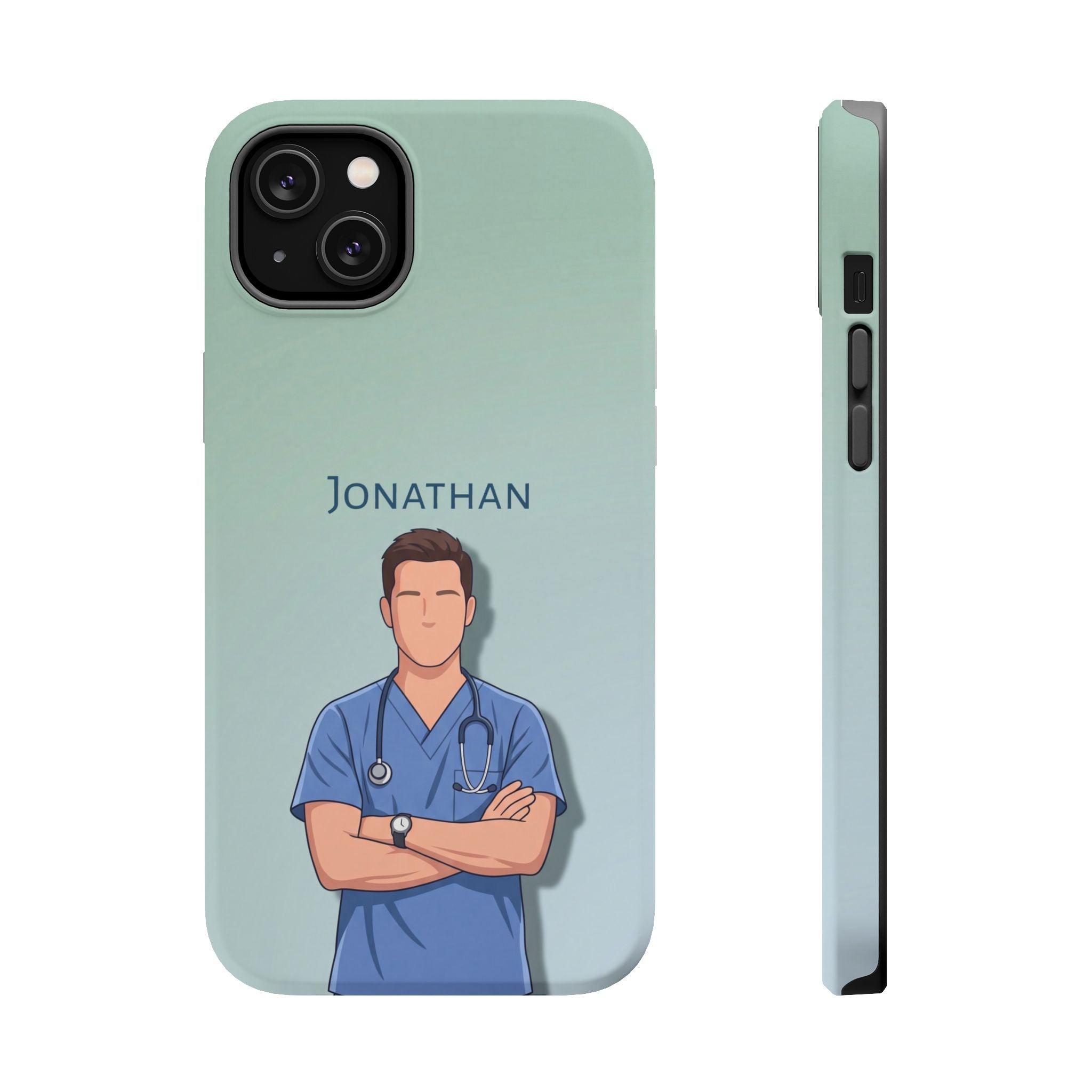 Personalized Nurse Portrait Phone Case — Impact-Resistant Wireless Charging Cover