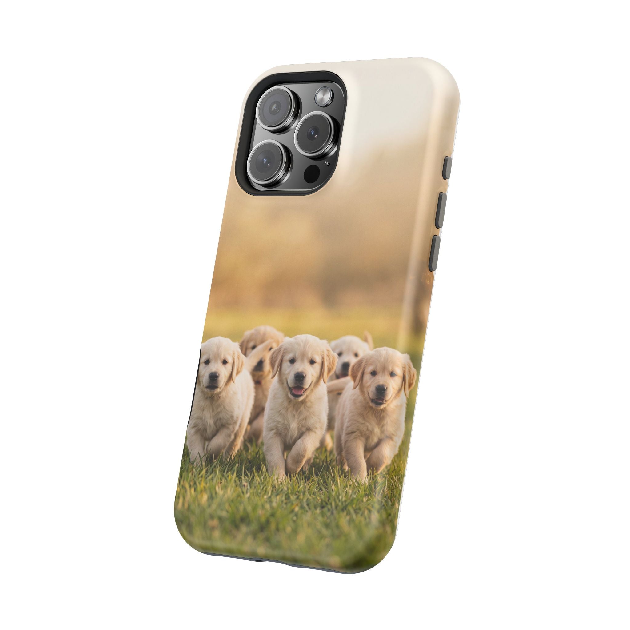 Golden Retriever Puppies Phone Case — Impact-Resistant Wireless Charging Cover