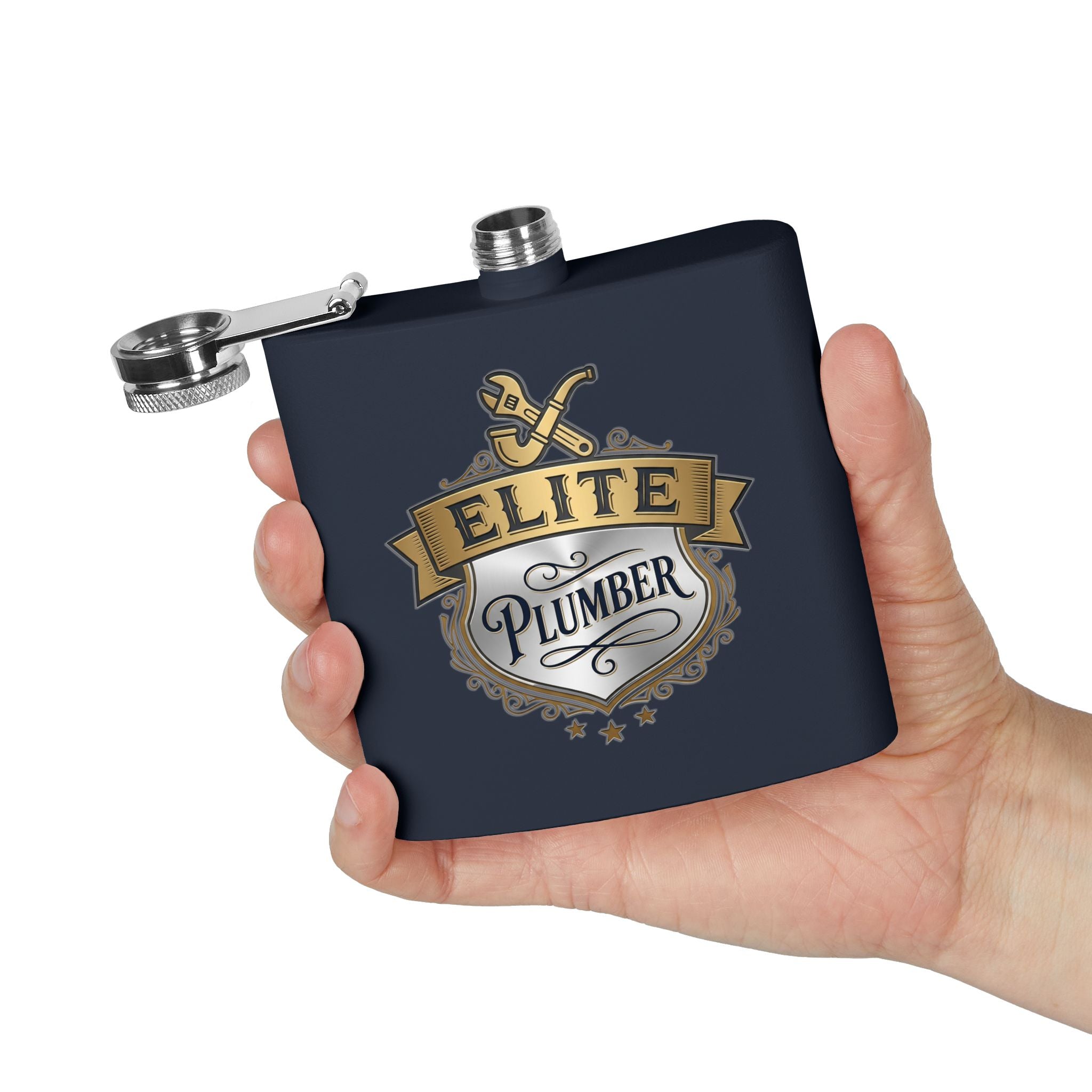Flask — "Elite Plumber" 6oz Stainless Steel Hip Flask