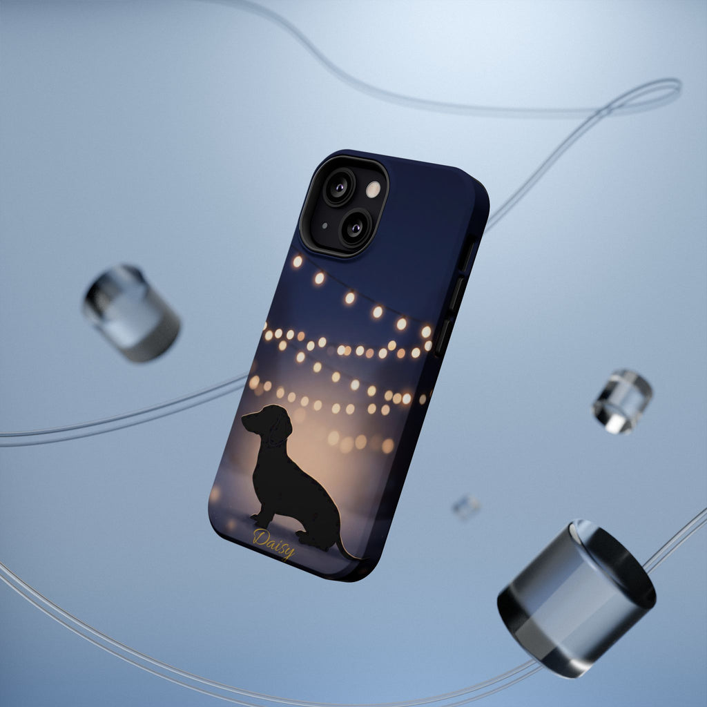 Personalized Dachshund Fairy Lights Phone Case — Wireless Charging Cover