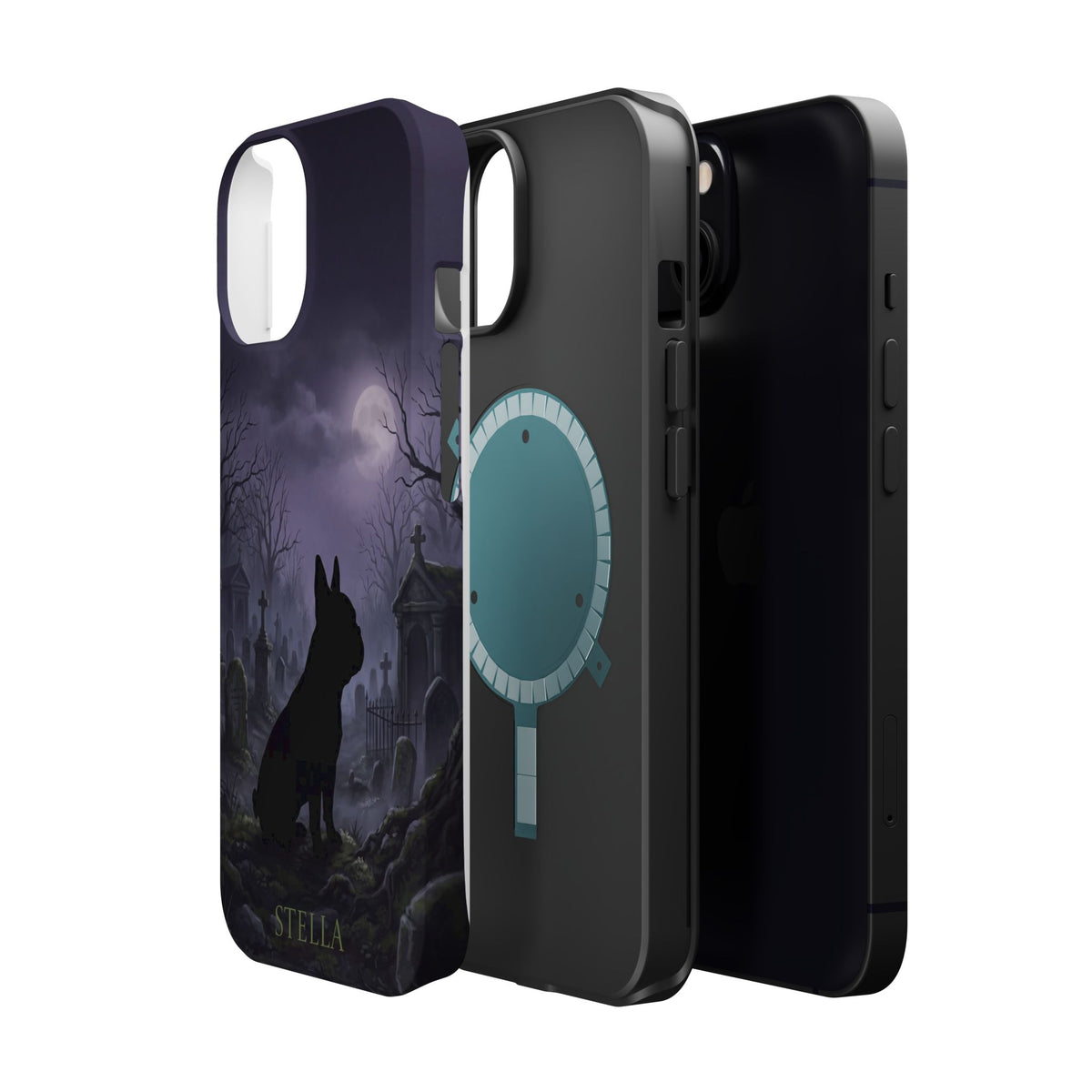 Personalized French Bulldog Moonlit Graveyard Phone Case — Wireless Charging Cover