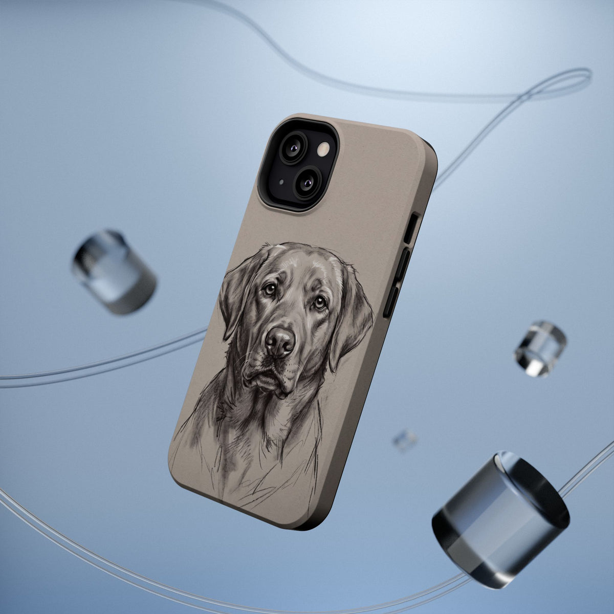 Charcoal Sketch Labrador Phone Case — Tough Magnetic Case with Wireless Charging