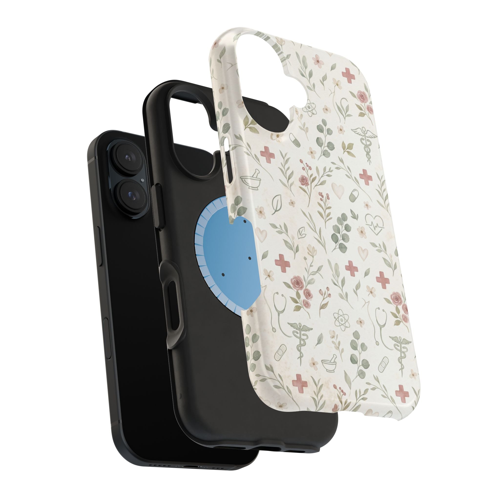 Floral Nurse Phone Case — Impact-Resistant Wireless Charging Cover