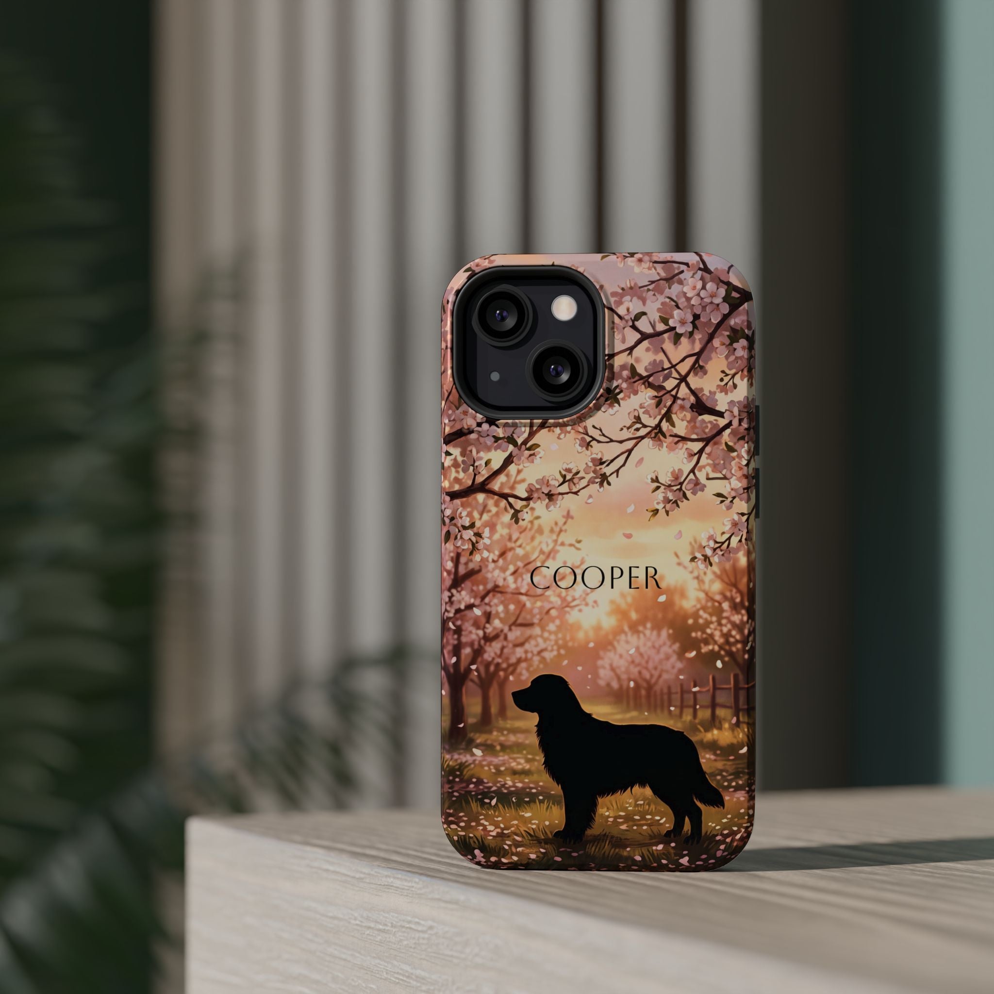 Personalized Golden Retriever Autumn Forest Phone Case — Wireless Charging Cover