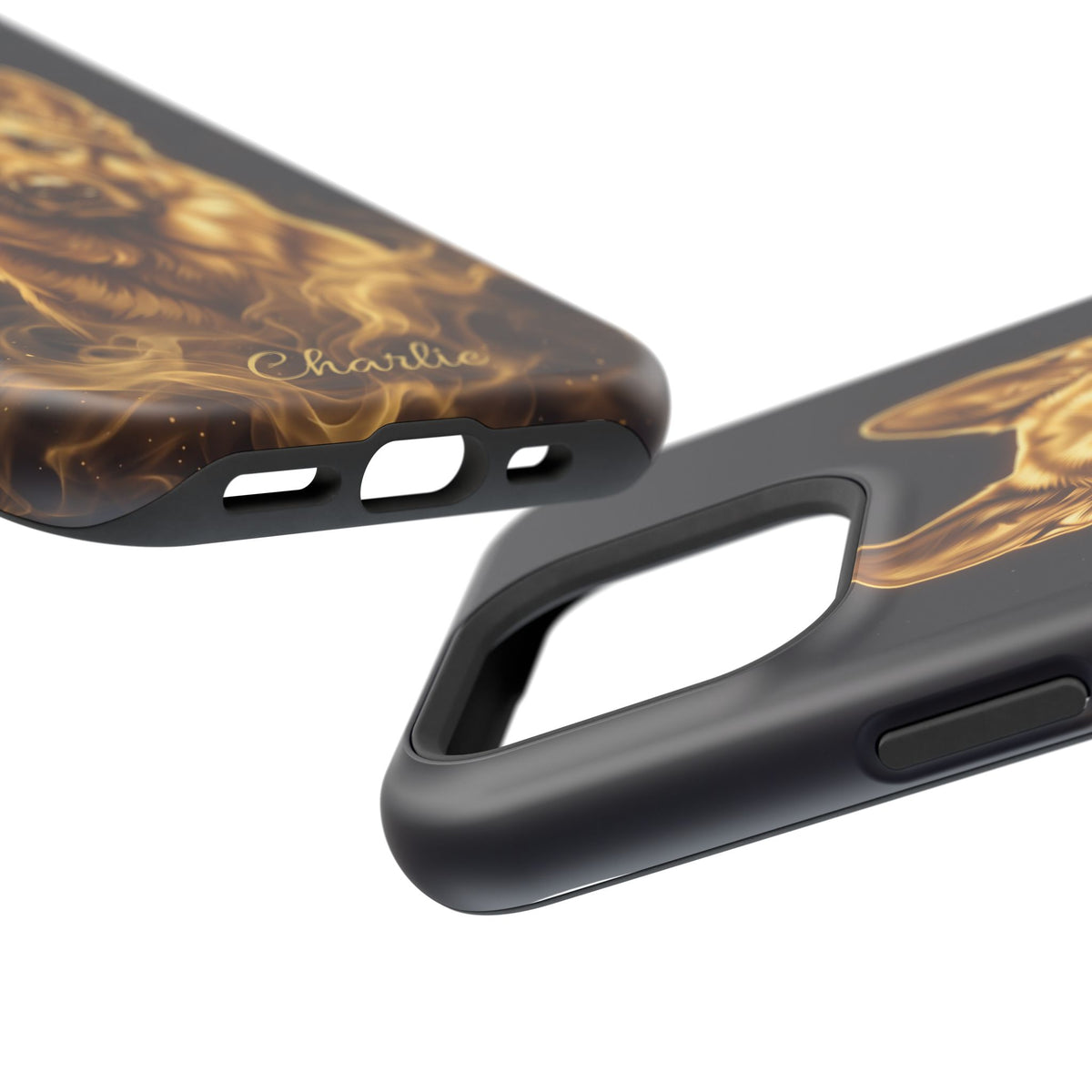 German Shepherd Phone Case | Personalized Gold Glow Art — Tough Magnetic Case with Wireless Charging