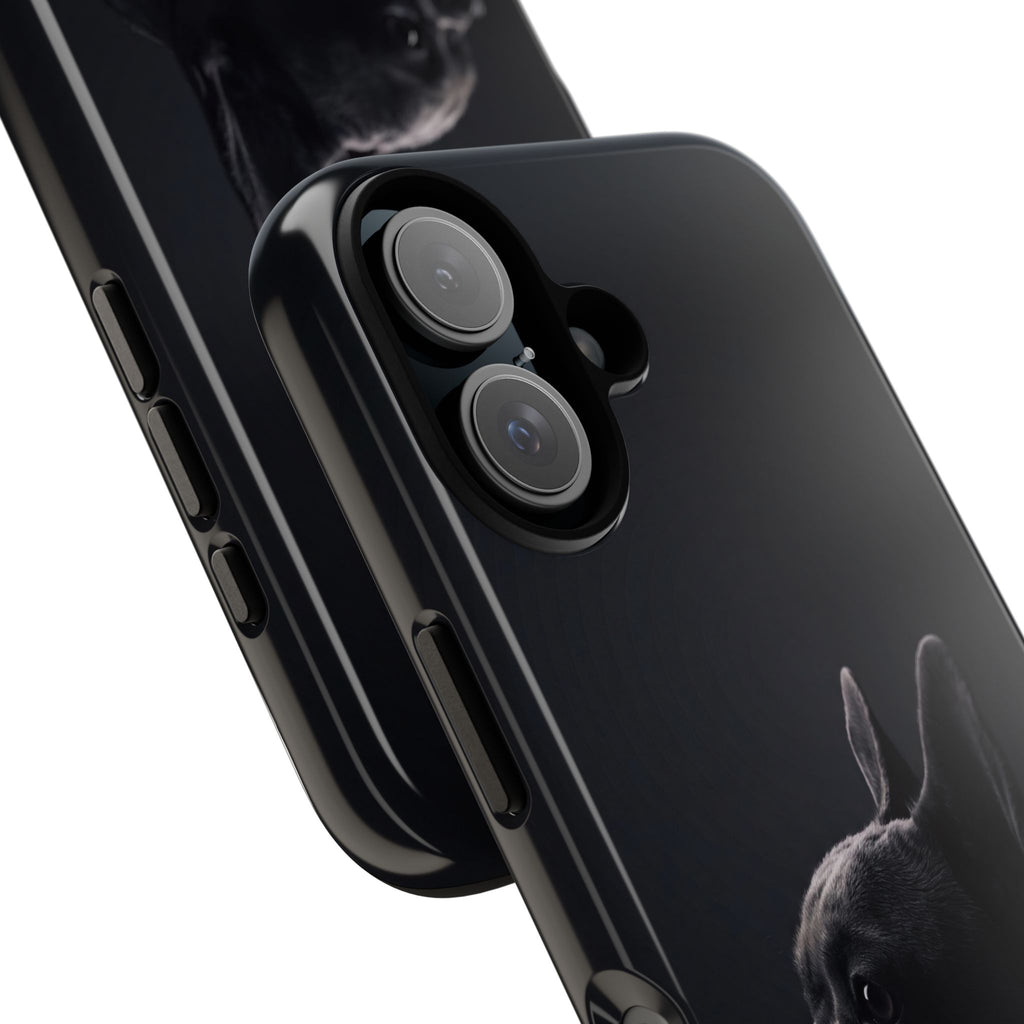 Silhouette French Bulldog Phone Case | Minimalist Black-on-Black Frenchie Profile | iPhone & Samsung