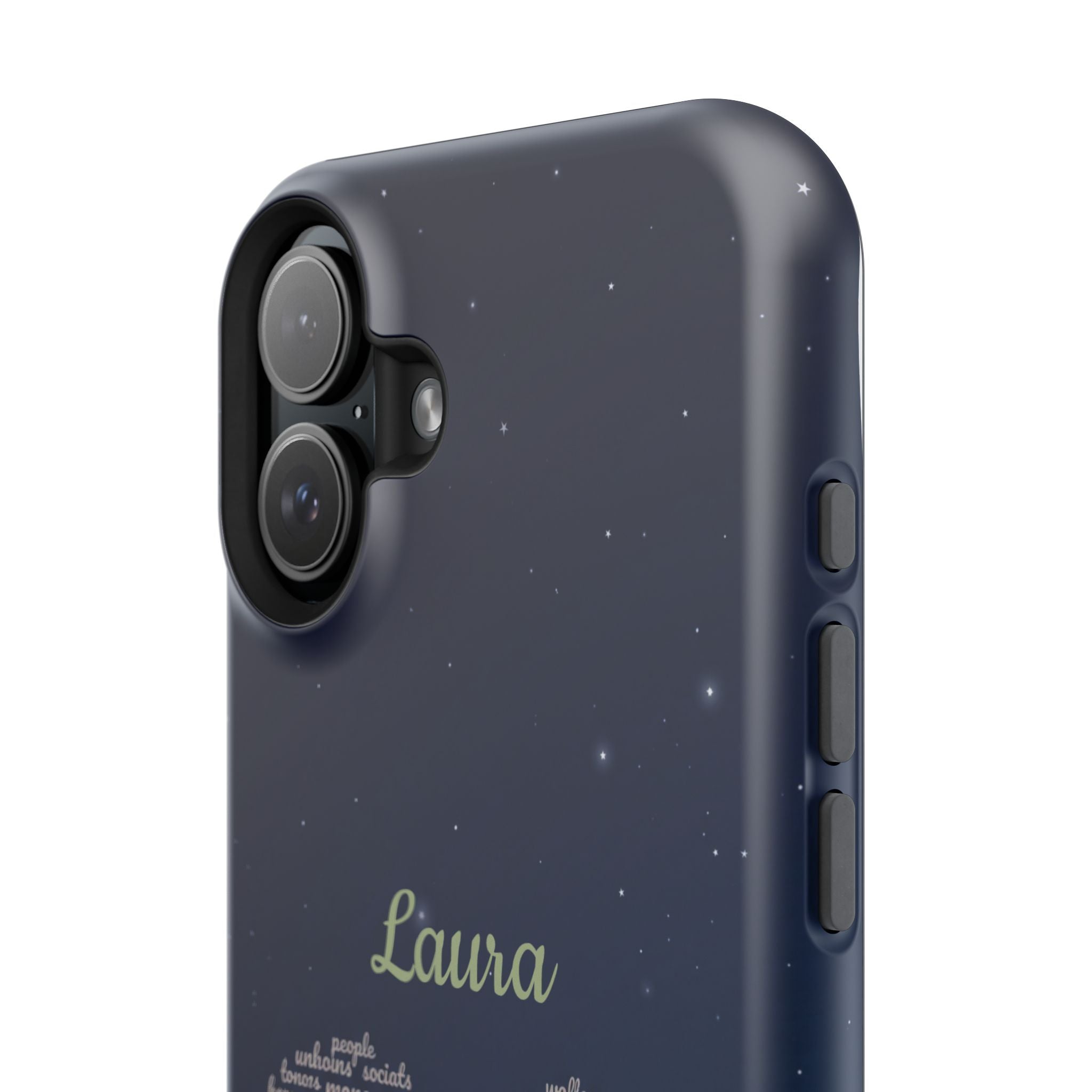 Personalized Teacher Heart Word Art Phone Case — Navy Wireless Charging Cover