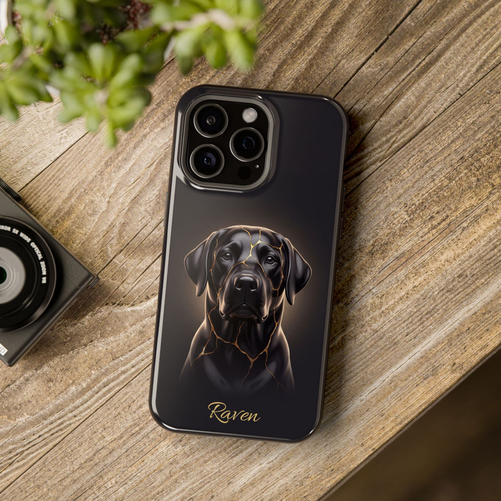 Personalized Obsidian Kintsugi Labrador Phone Case — Tough Magnetic Case with Wireless Charging