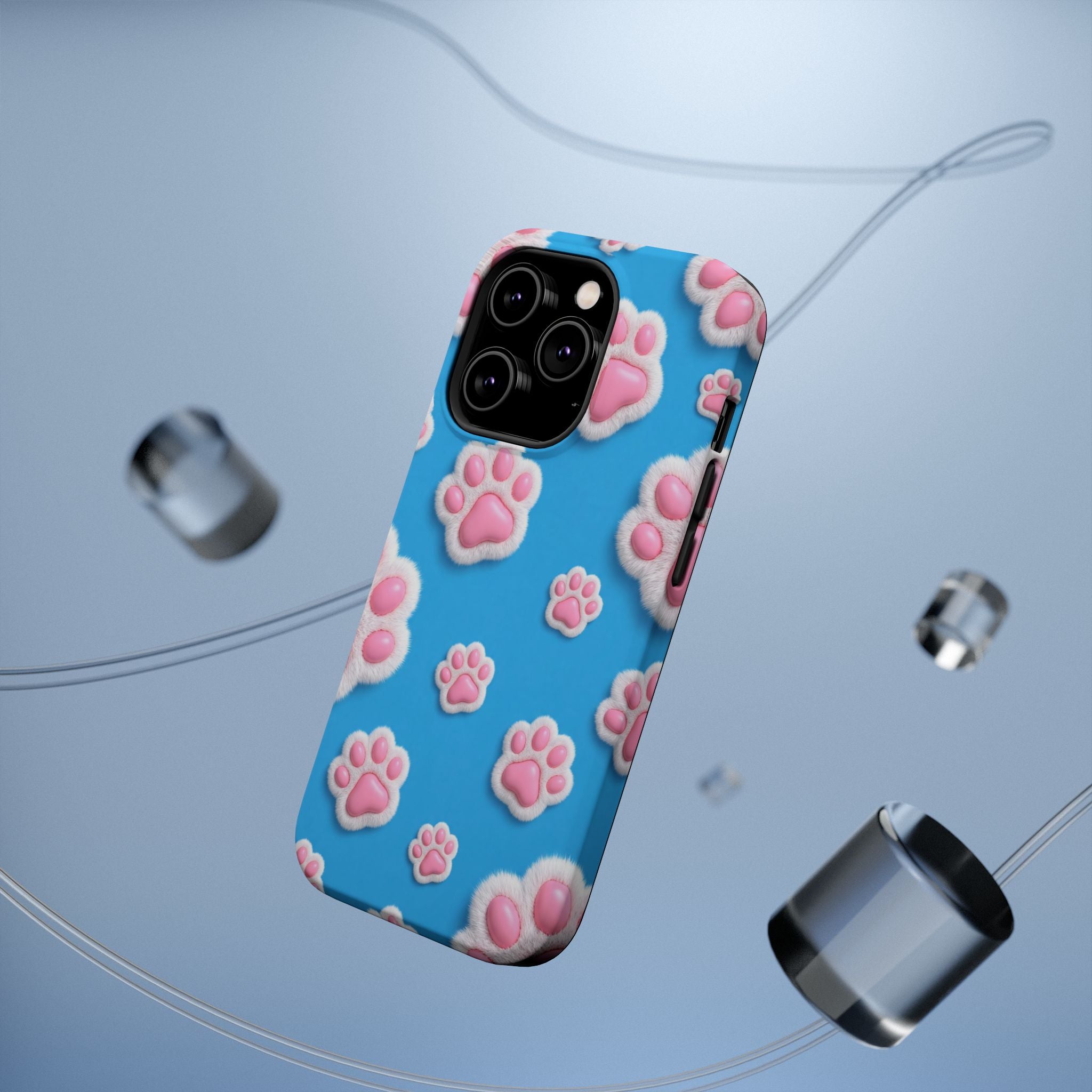 Fluffy Paw Print Phone Case | Cute 3D Pink Paw Pattern Case for Dog & Cat Lovers | iPhone & Samsung