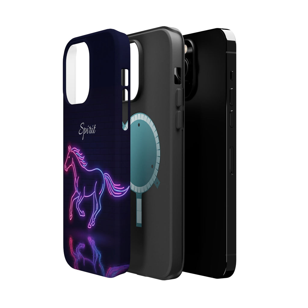 Personalized Neon Glow Horse Phone Case — Tough Magnetic Case with Wireless Charging