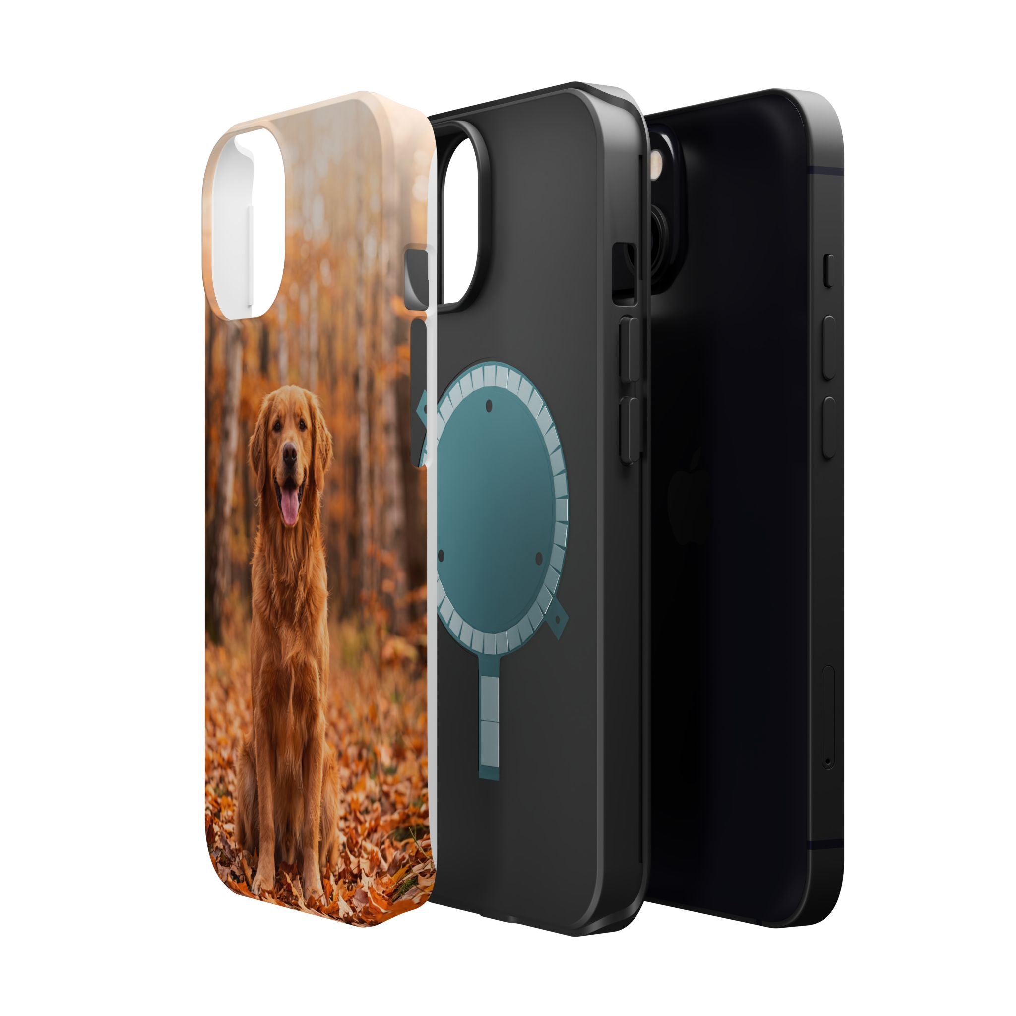 Autumn Golden Retriever Phone Case — Impact-Resistant Wireless Charging Cover