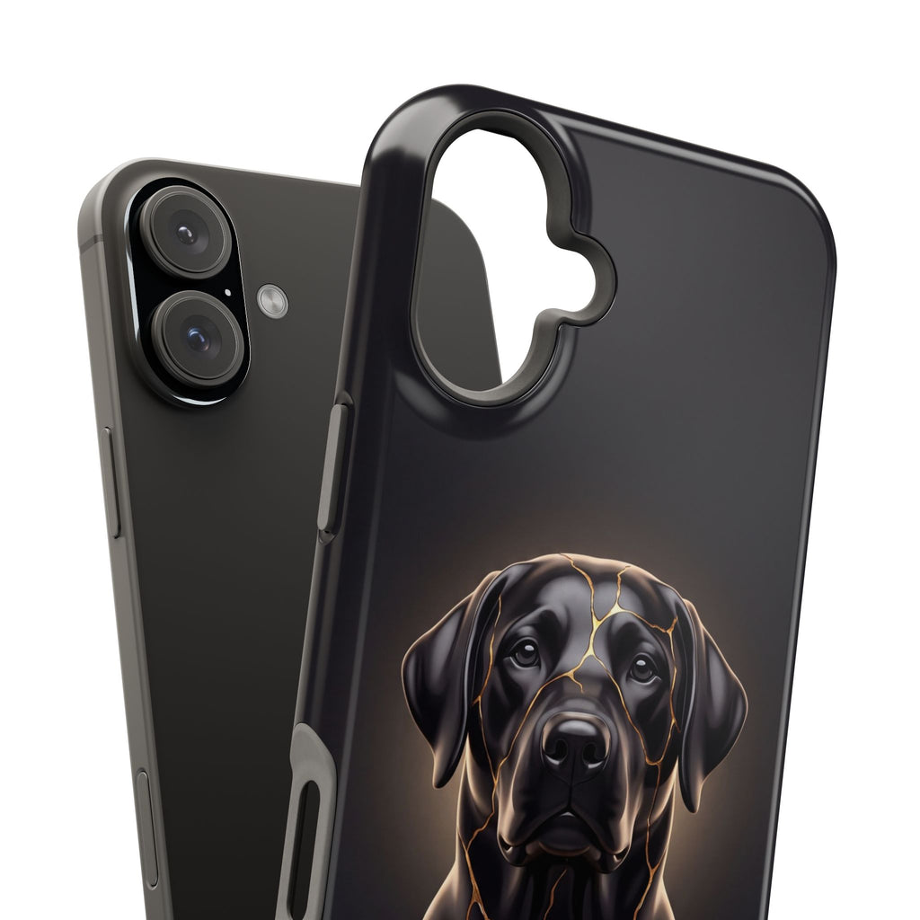 Personalized Obsidian Kintsugi Labrador Phone Case — Tough Magnetic Case with Wireless Charging