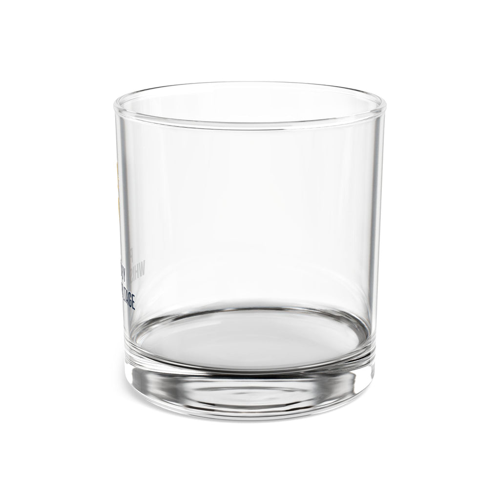 Powered By Whiskey & Voltage Rocks Glass 10oz — Gold Lightning Bolt Electrician Glass