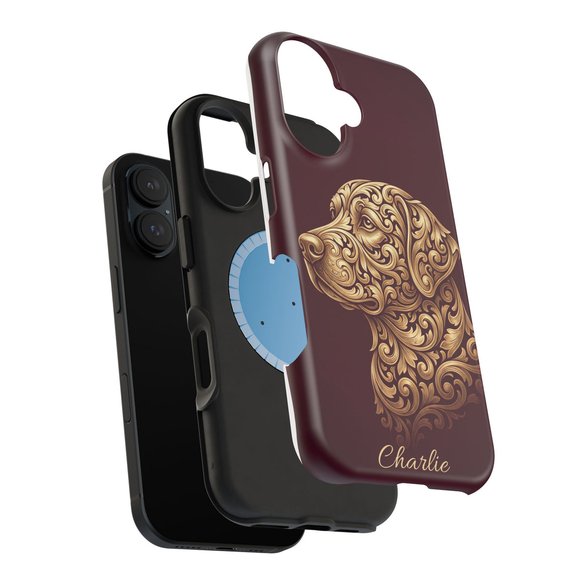 Personalized Gold Filigree Labrador Phone Case — Tough Magnetic Case with Wireless Charging