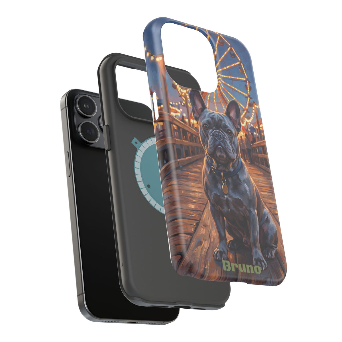 Personalized French Bulldog Pier Lights Phone Case — Wireless Charging Cover