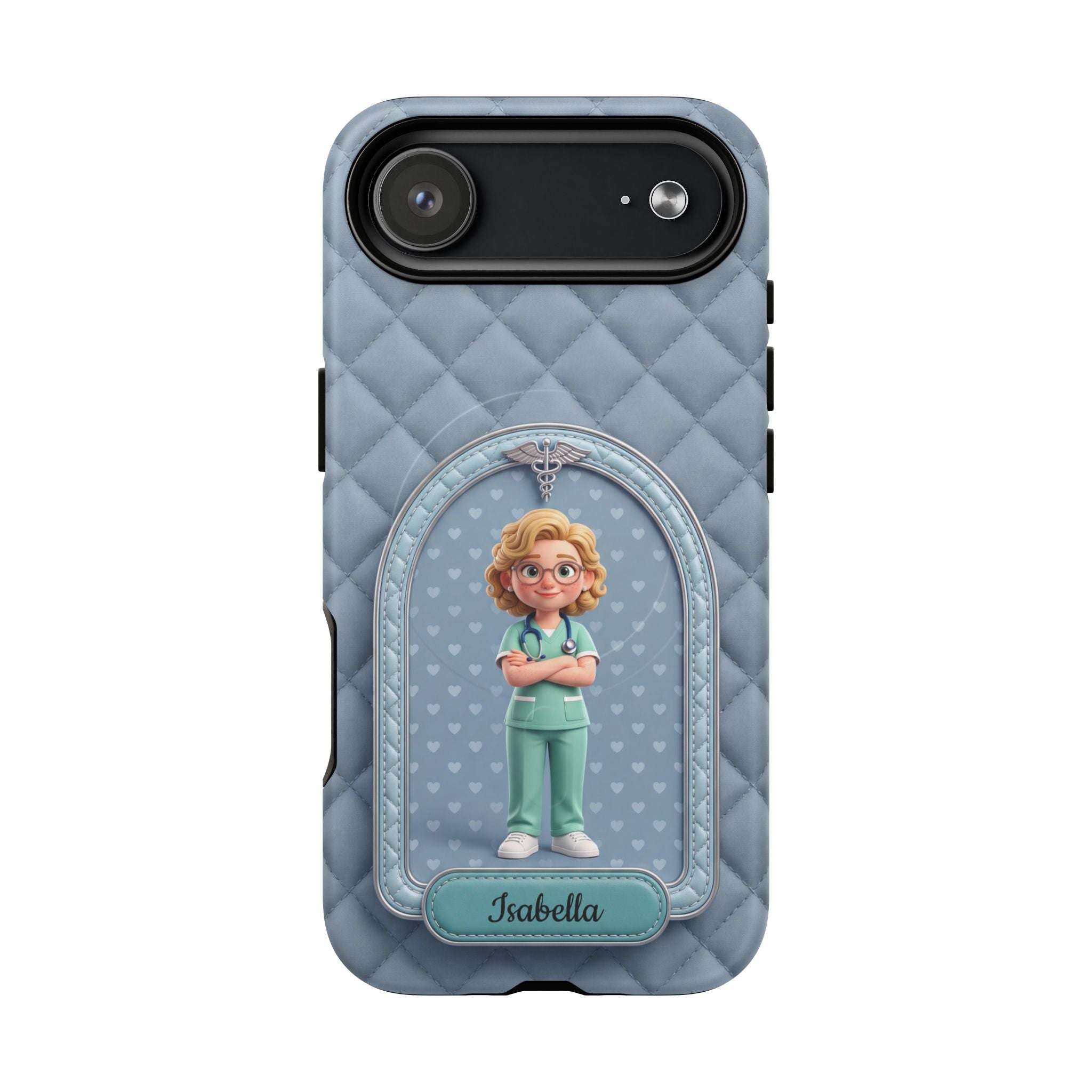 Personalized Nurse Phone Case | Quilted Badge Design, Custom Name iPhone Case