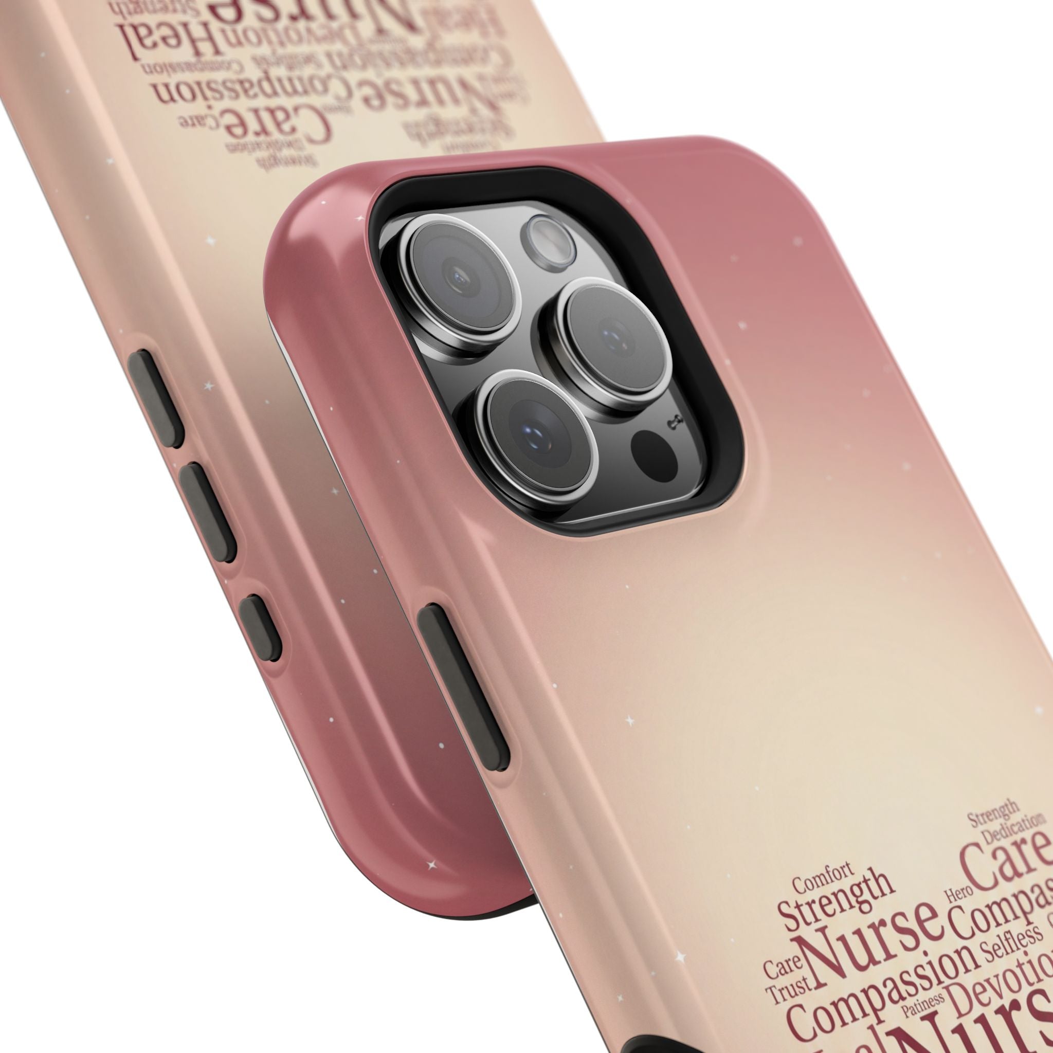 Nurse Heart Word Art Phone Case — Impact-Resistant Wireless Charging Cover
