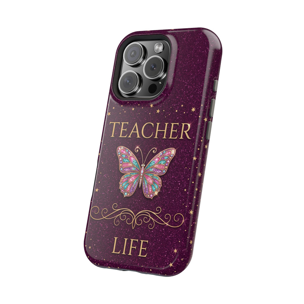 Teacher Life Glitter Butterfly Phone Case — Wireless Charging Cover