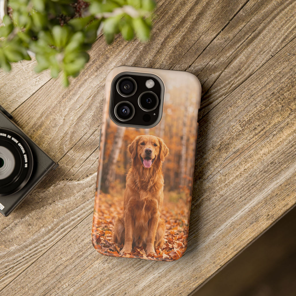 Autumn Golden Retriever Phone Case — Impact-Resistant Wireless Charging Cover