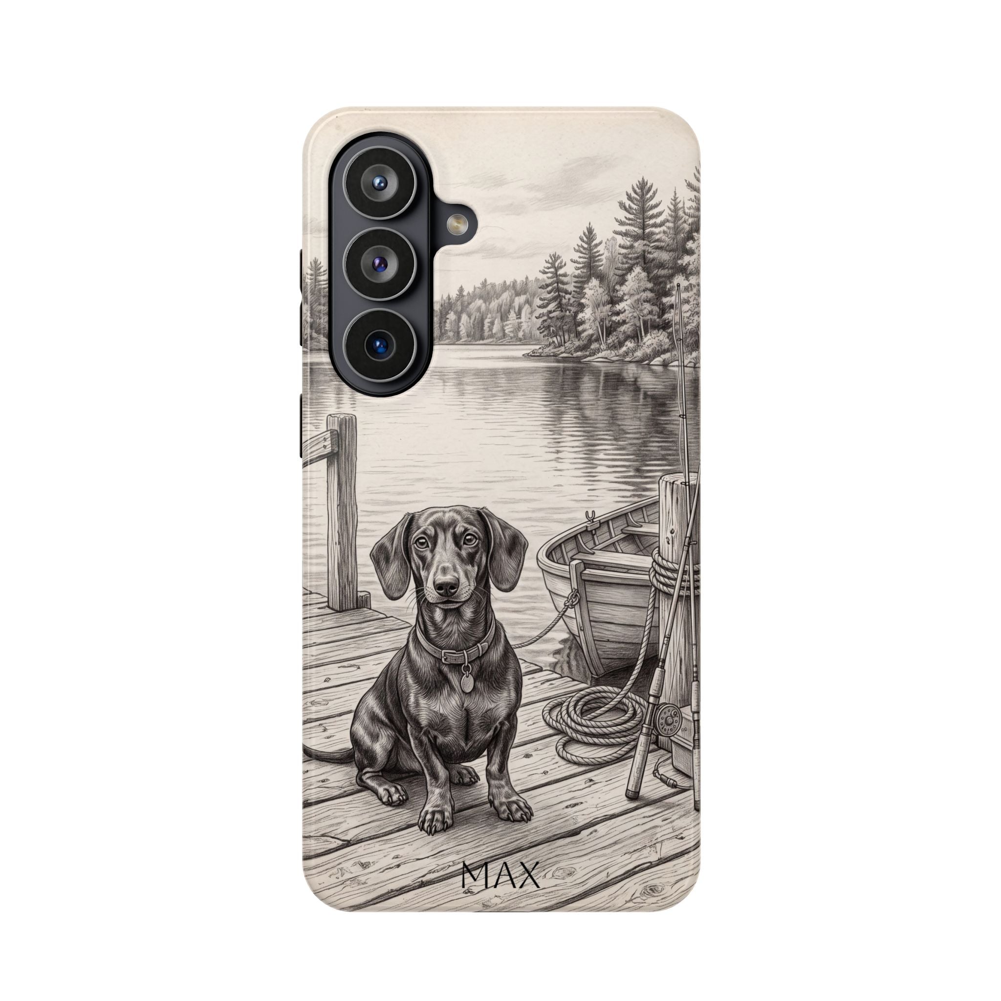 Personalized Dachshund Sunset Beach Phone Case — Wireless Charging Cover