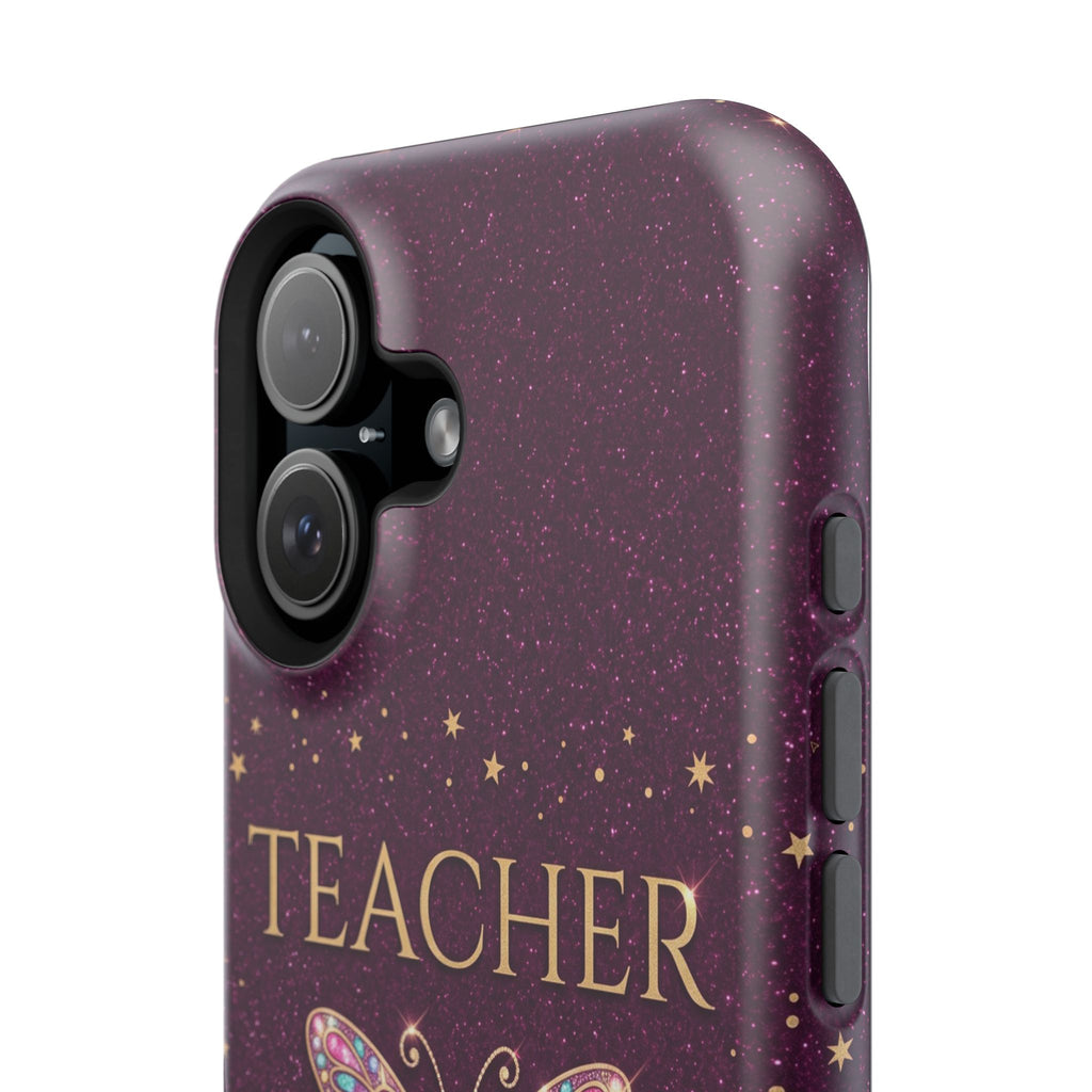 Teacher Life Glitter Butterfly Phone Case — Wireless Charging Cover