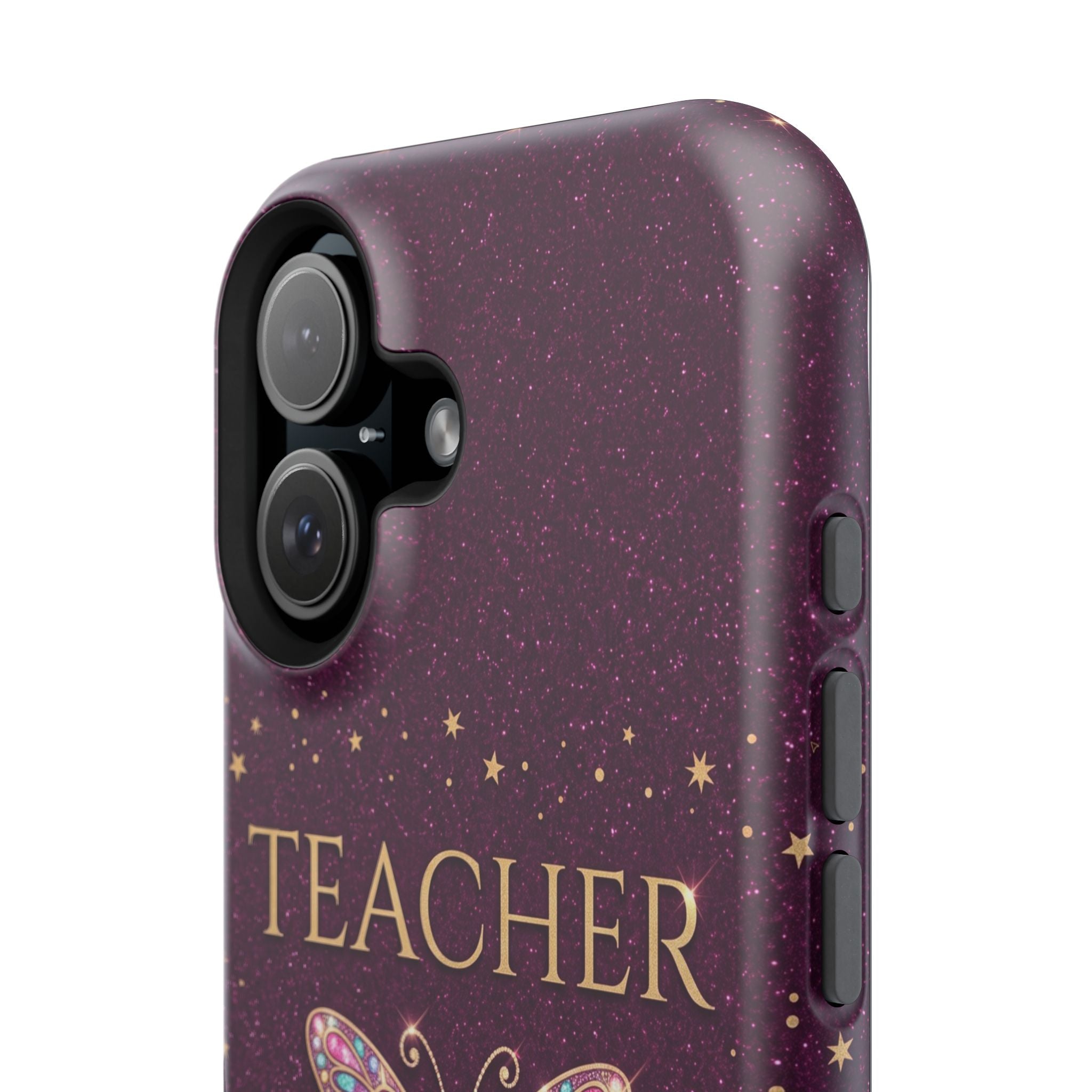 Teacher Life Glitter Butterfly Phone Case — Wireless Charging Cover