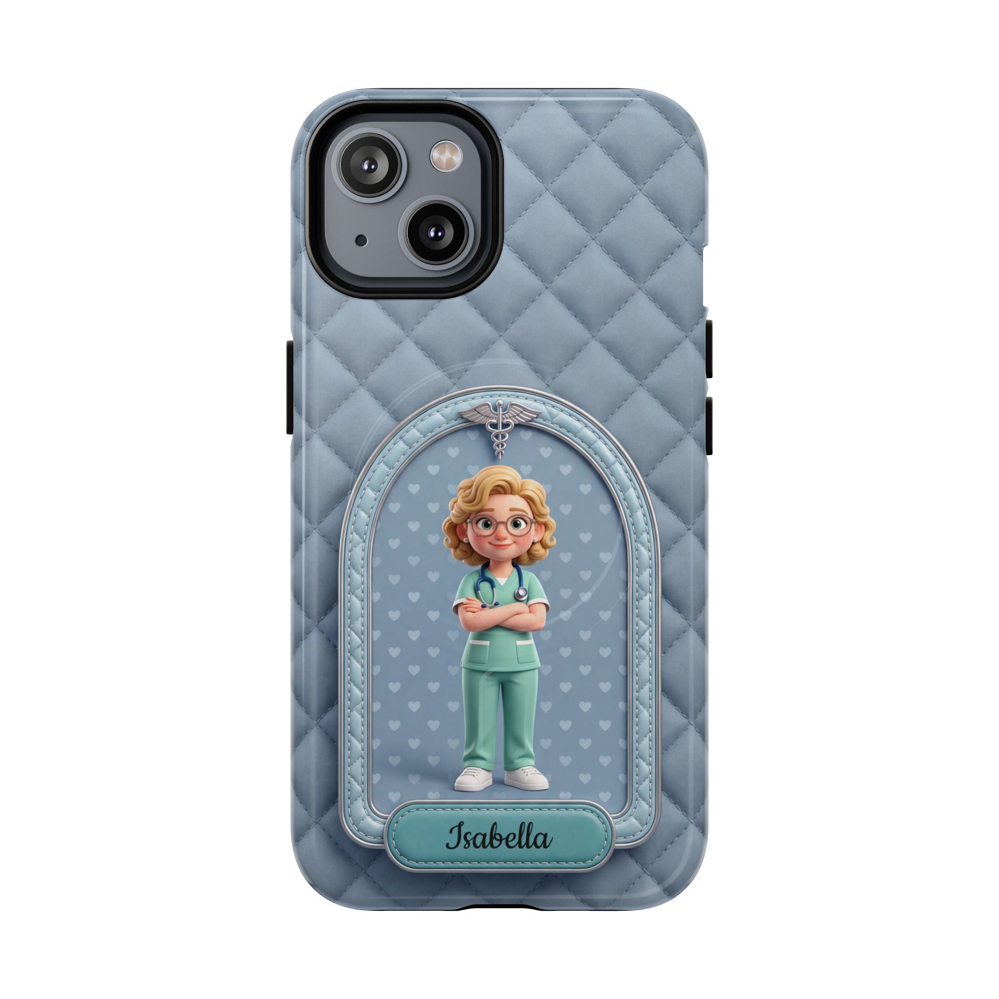 Personalized Nurse Phone Case | Quilted Badge Design, Custom Name iPhone Case