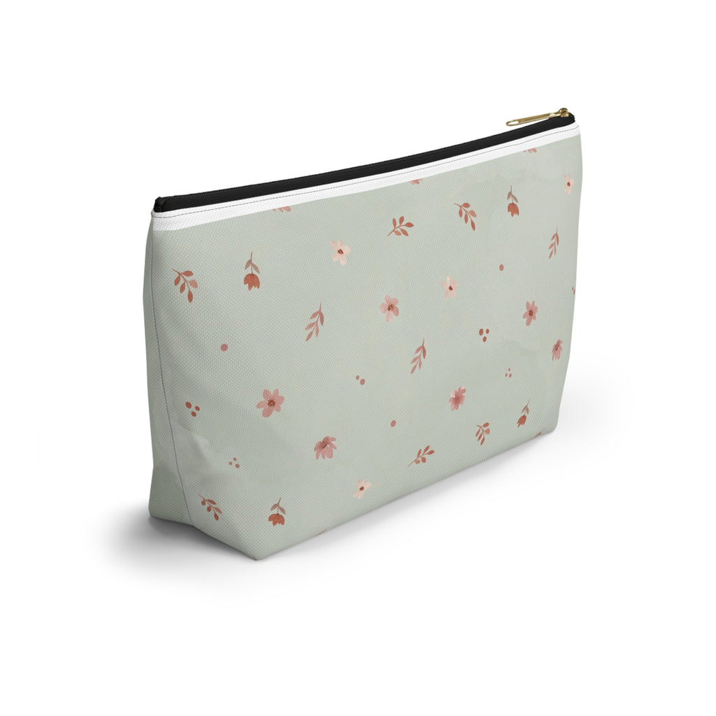 Teacher Floral Watercolor Accessory Pouch — T-Bottom Zipper Bag