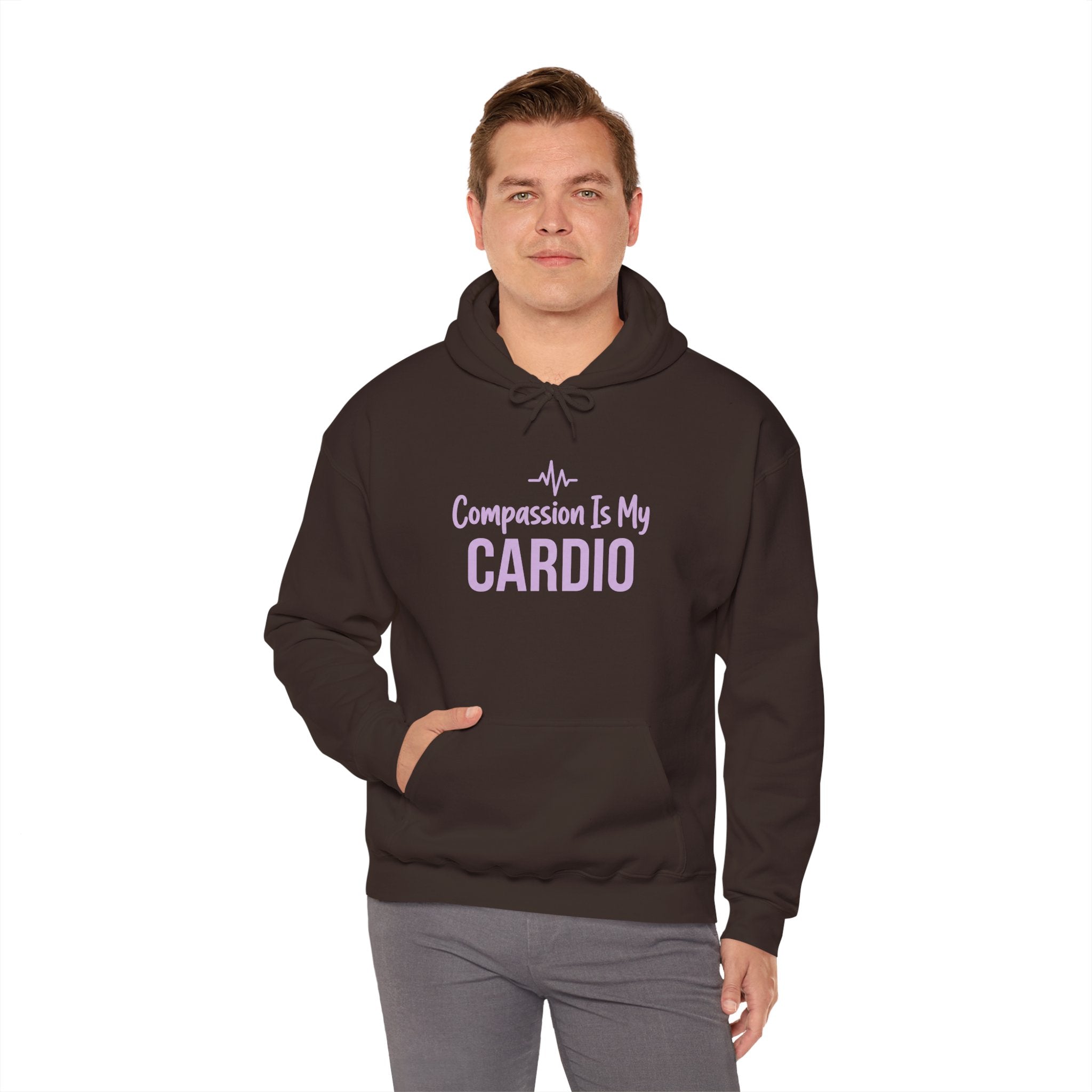 Compassion Is My Cardio Hoodie — Nurse/Healthcare Worker Graphic Pullover