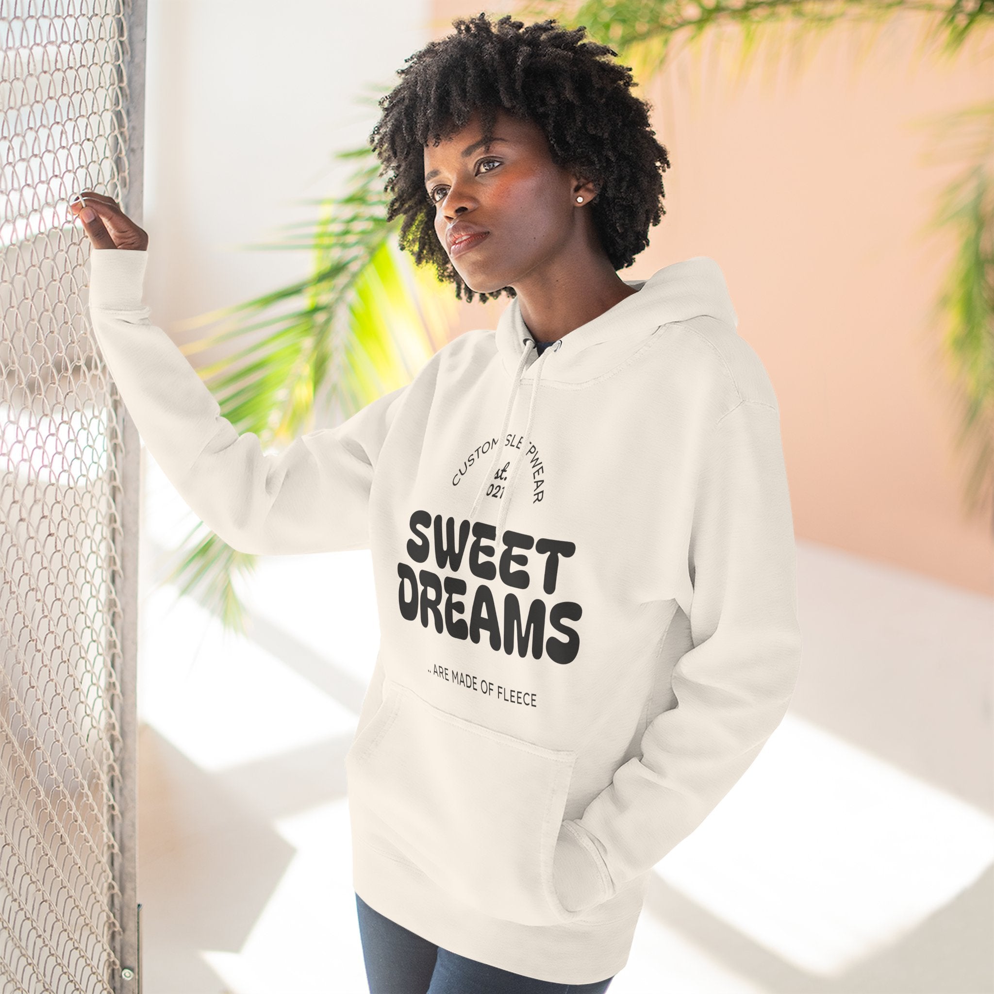 Sweet Dreams Hoodie — Cozy Fleece Pullover with Retro Script