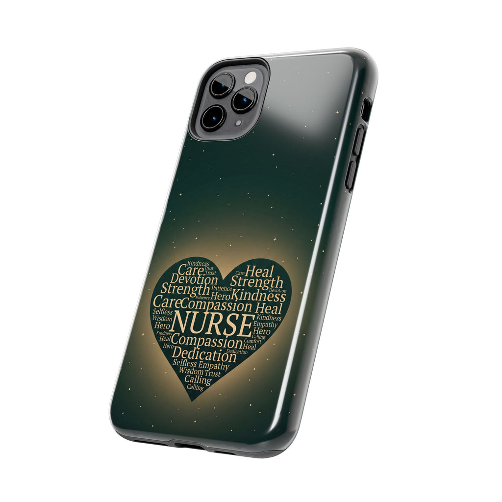 Nurse Heart Tough Phone Case — Inspirational Word Cloud Tribute - iphone and Samsung Galaxy series