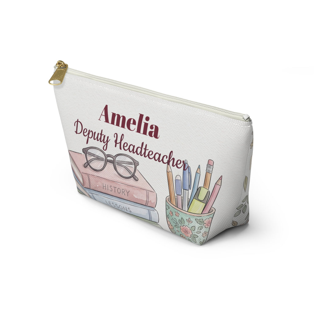 Personalized Teacher Gift Pouch – Custom Name Cosmetic Bag for Headteachers & Teachers