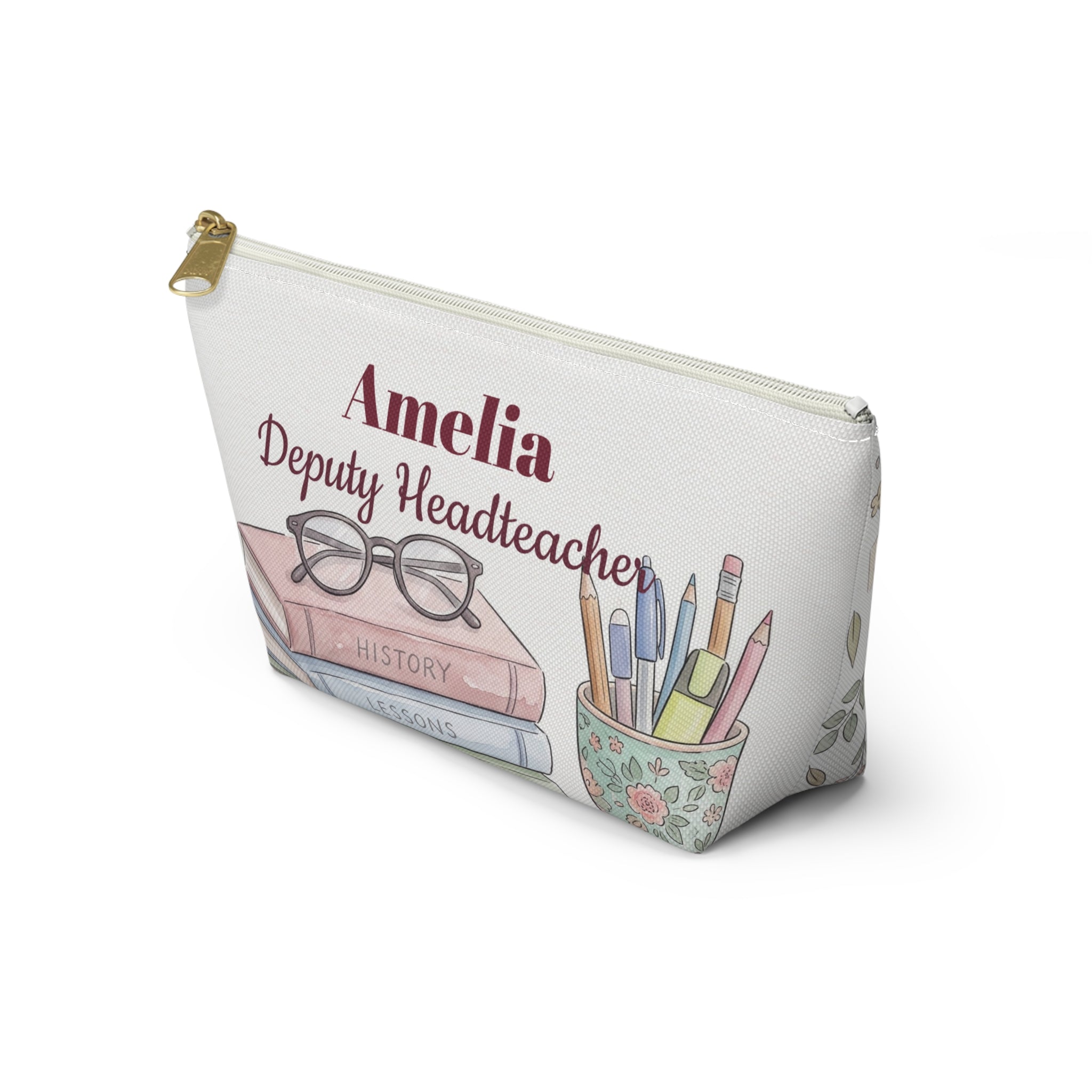 Personalized Teacher Gift Pouch – Custom Name Cosmetic Bag for Headteachers & Teachers