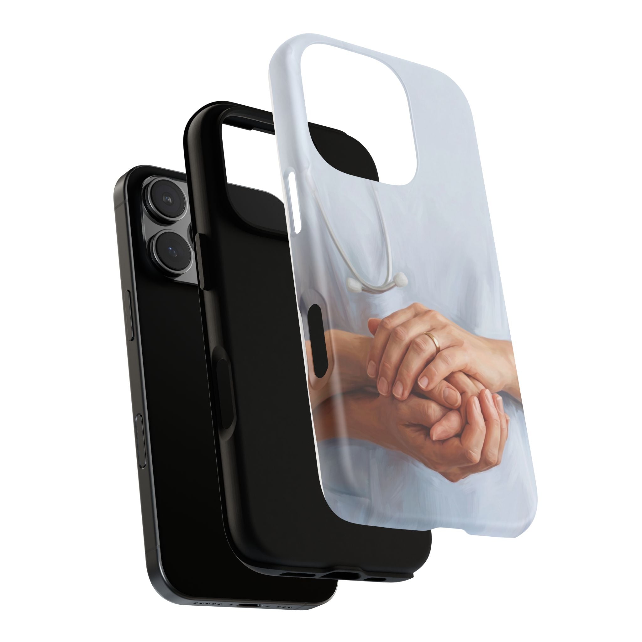 Nurse's Comforting Hands Phone Case | Caring Hands & Stethoscope Illustration | iPhone & Samsung