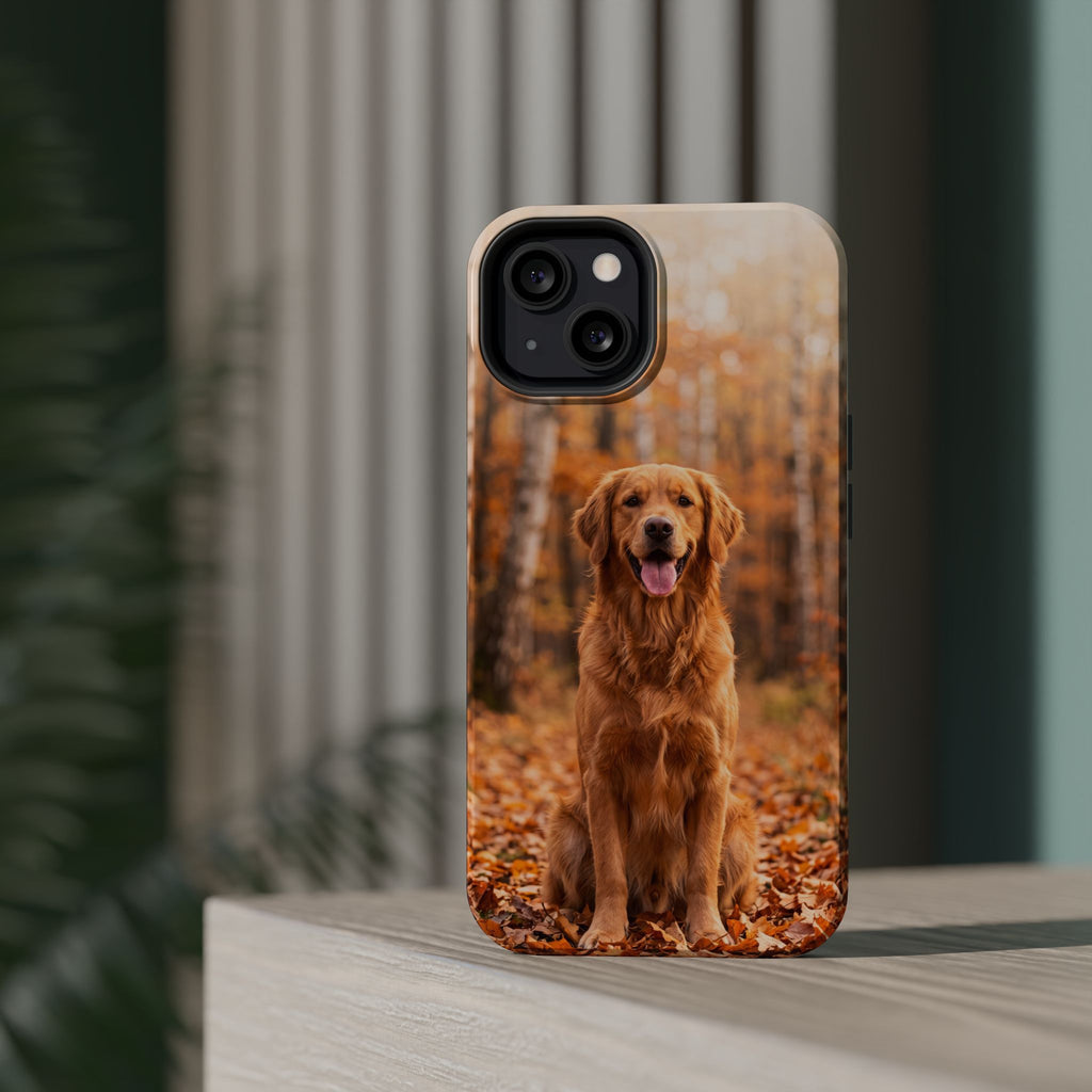 Autumn Golden Retriever Phone Case — Impact-Resistant Wireless Charging Cover