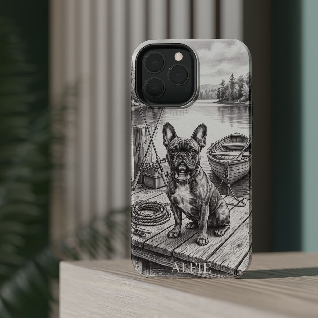 Personalized French Bulldog Lakeside Dock Phone Case — Wireless Charging Cover