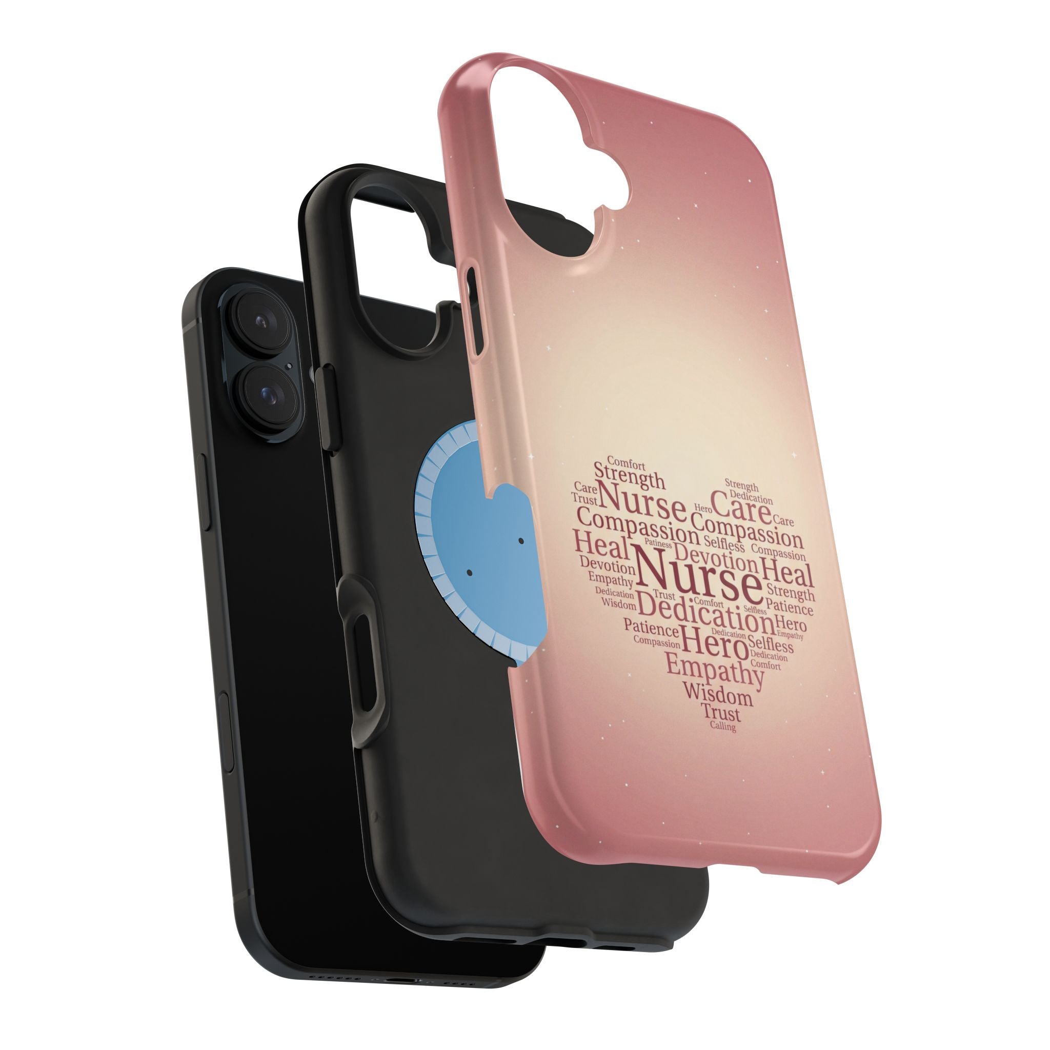 Nurse Heart Word Art Phone Case — Impact-Resistant Wireless Charging Cover