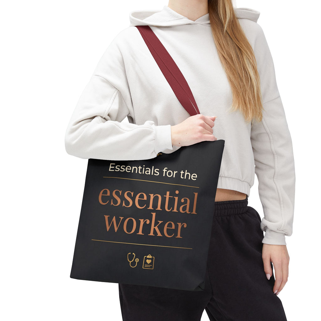 Essentials for the Essential Worker Tote | Healthcare Worker Gift Tote Bag | Nurse Doctor Appreciation Gift | Premium Polyester Carry-All
