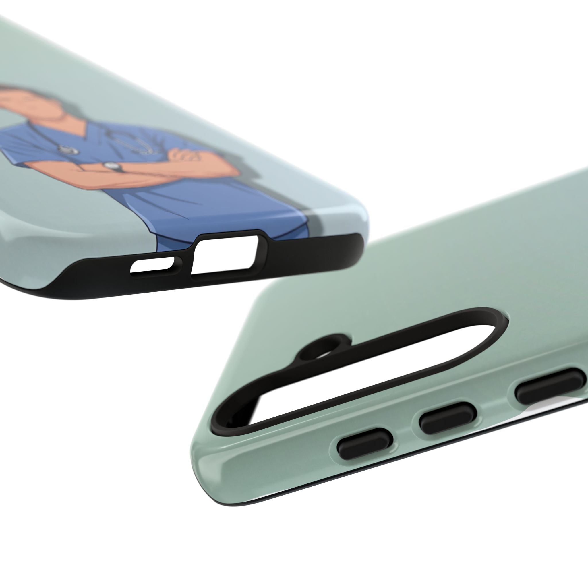 Male Nurse Phone Case | Confident Nurse in Blue Scrubs Illustration | iPhone & Samsung
